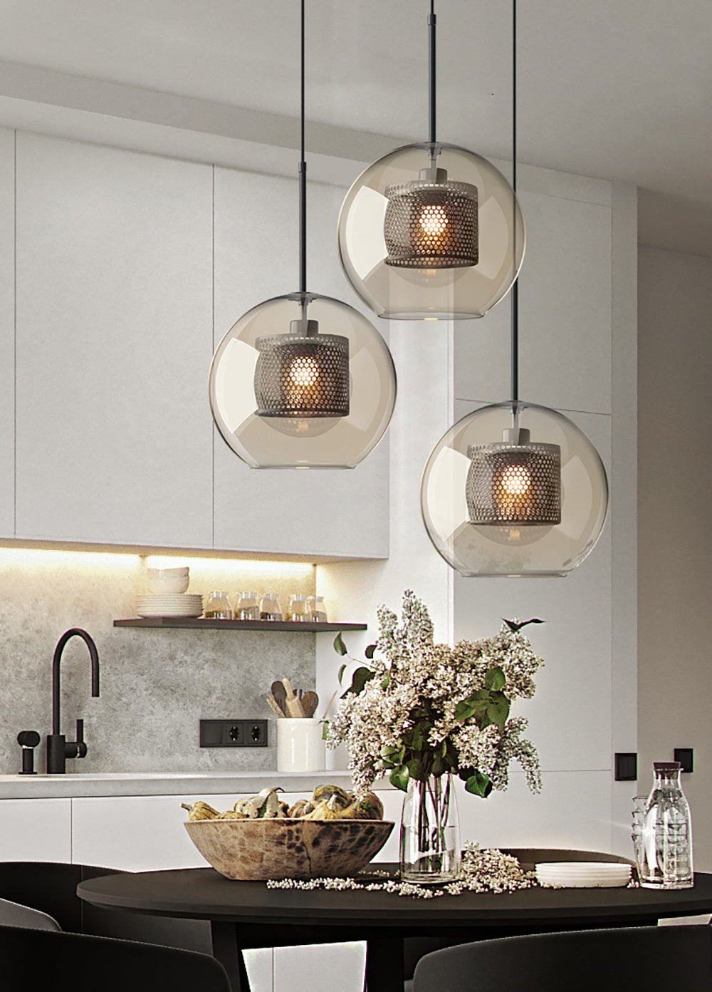 Lustra Suspension en Verre Chiswick pour Salon