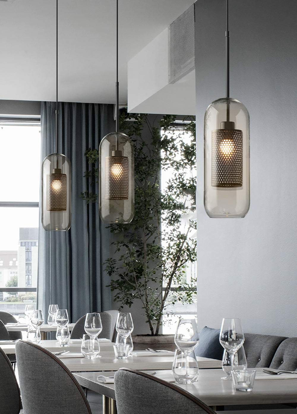 Lustra Suspension en Verre Chiswick pour Salon