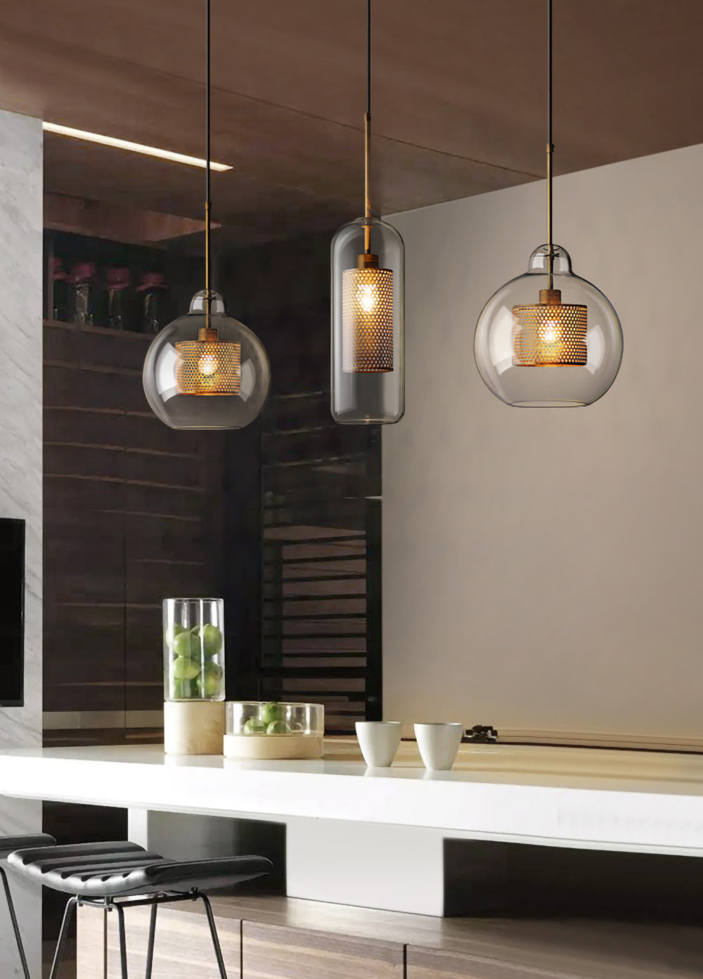Lustra Suspension en Verre Chiswick pour Salon