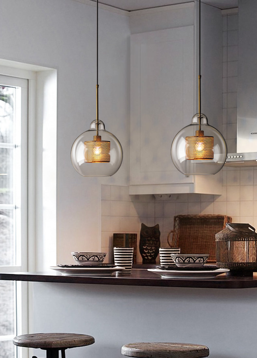 Lustra Suspension en Verre Chiswick pour Salon