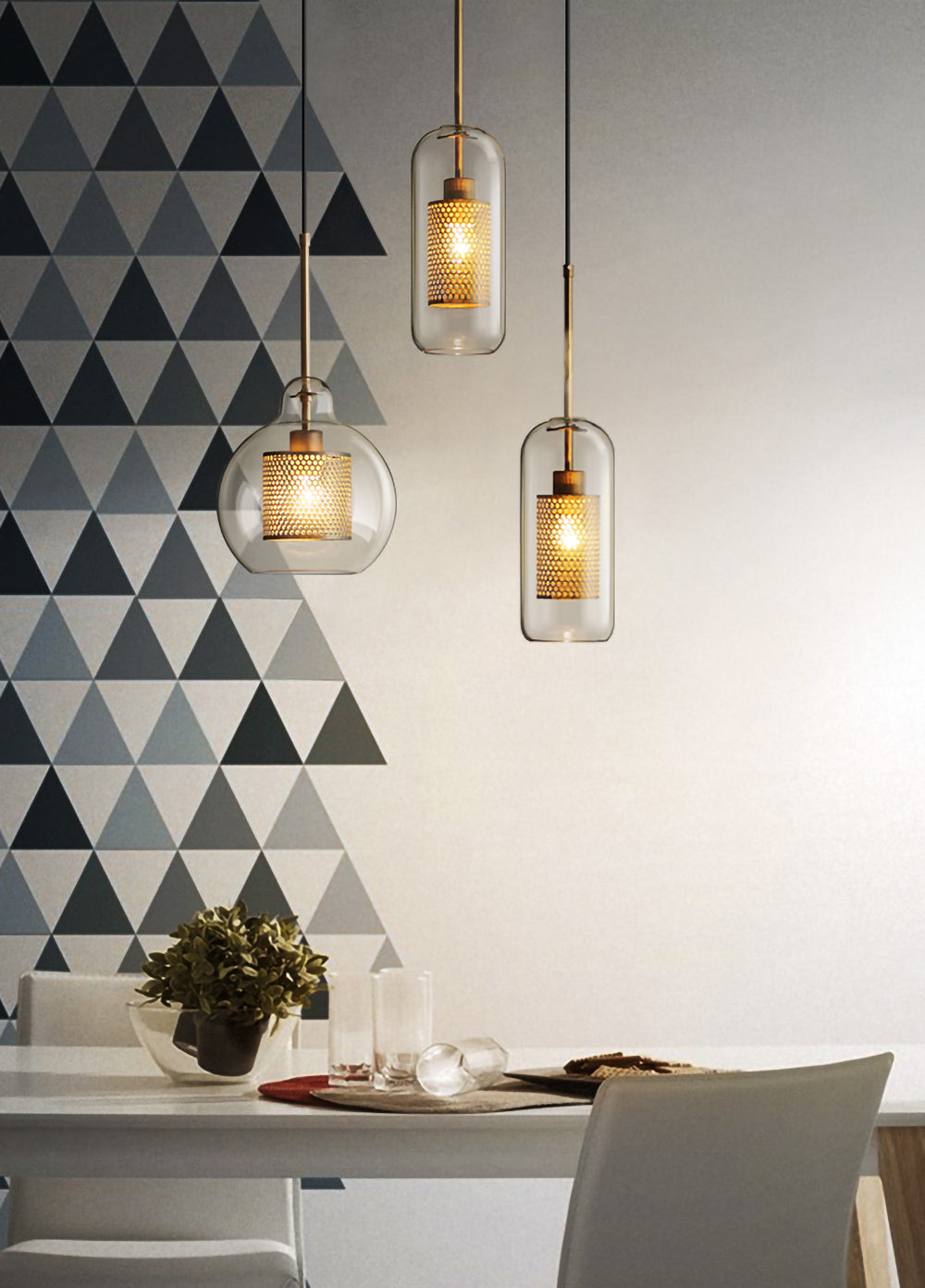 Lustra Suspension en Verre Chiswick pour Salon