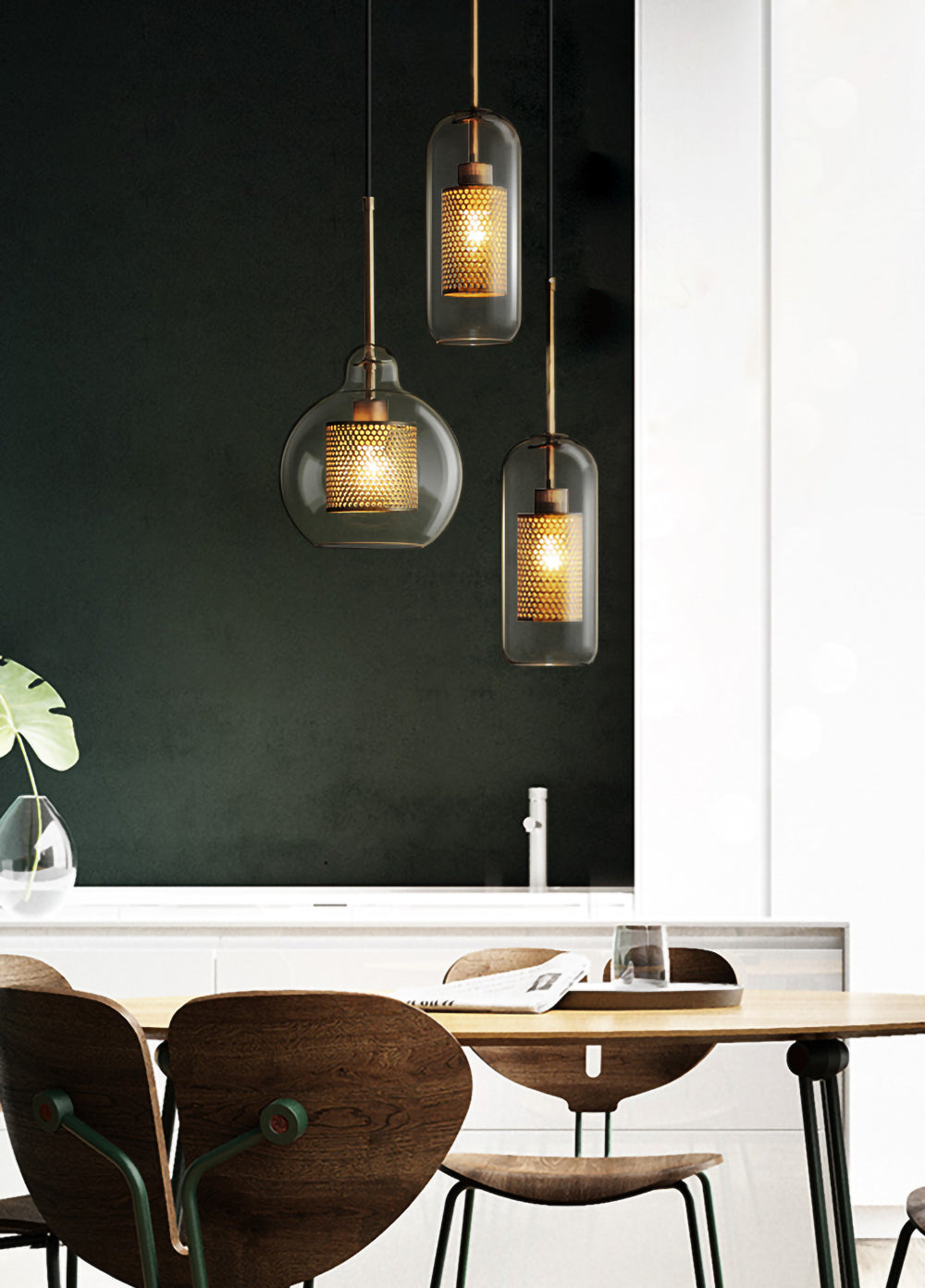 Lustra Suspension en Verre Chiswick pour Salon