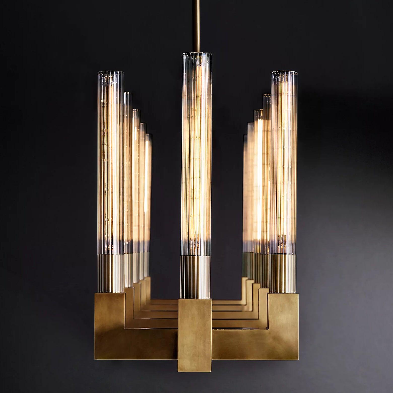 Brass Lustres en Verre Rectangulaires