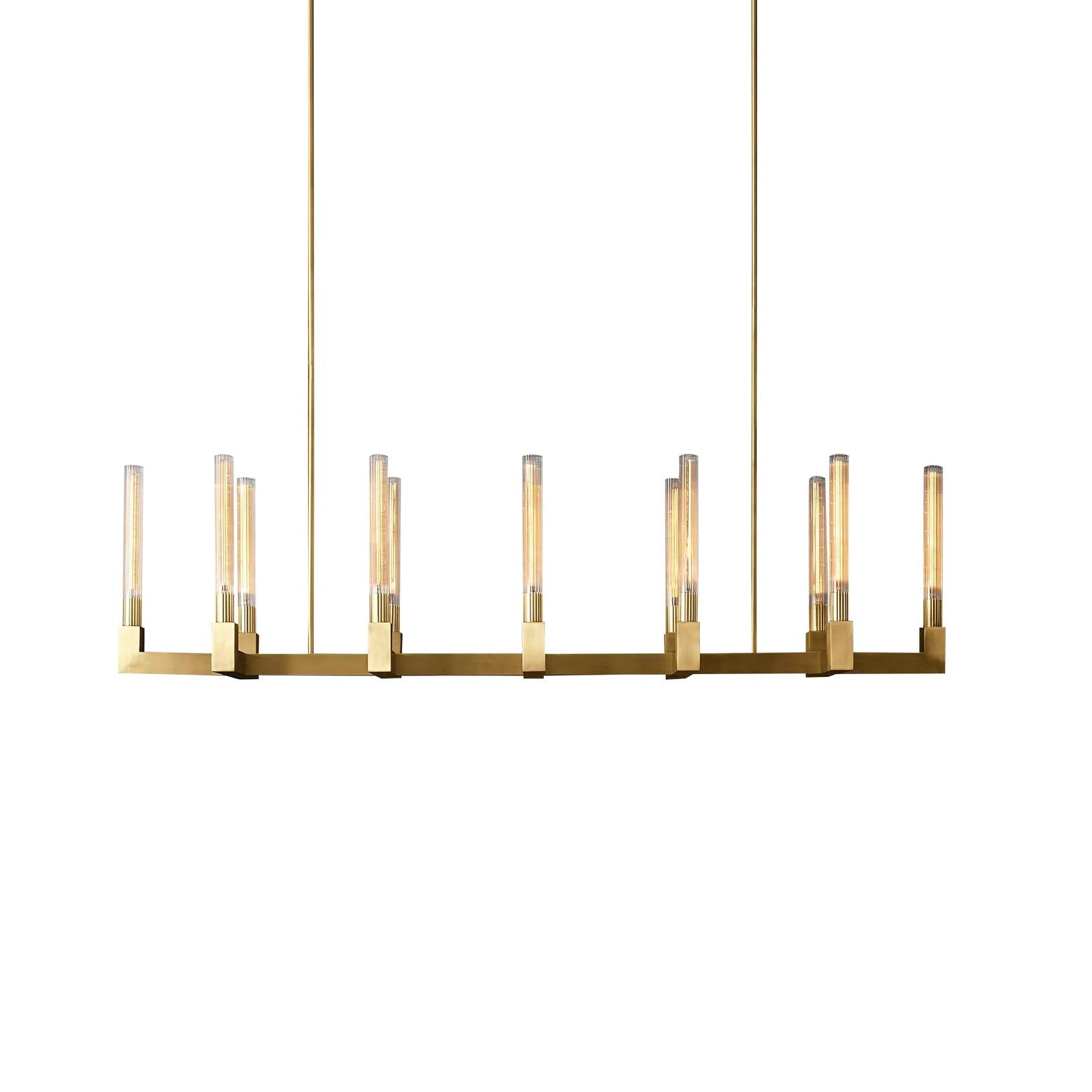 Brass Lustres en Verre Rectangulaires