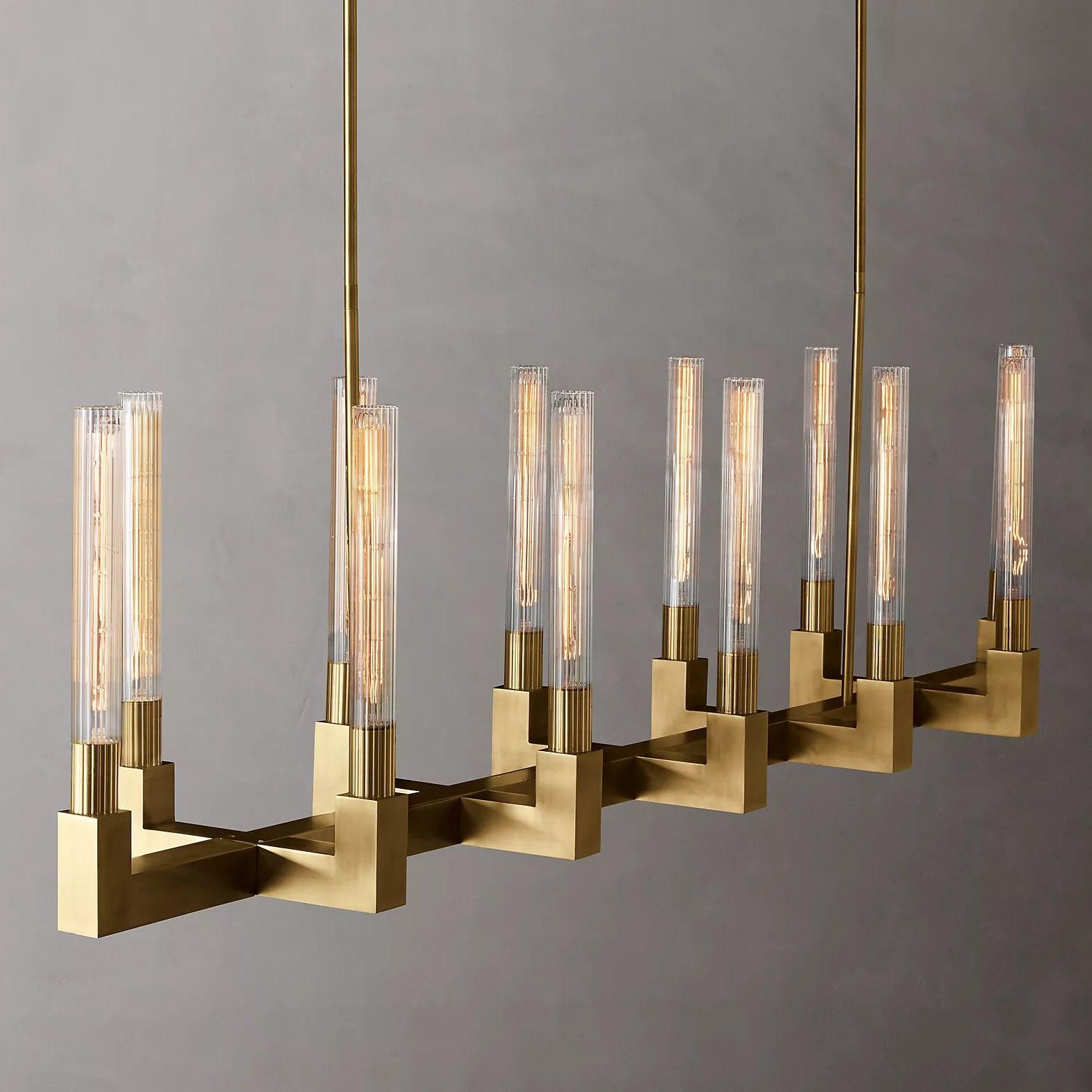 Brass Lustres en Verre Rectangulaires