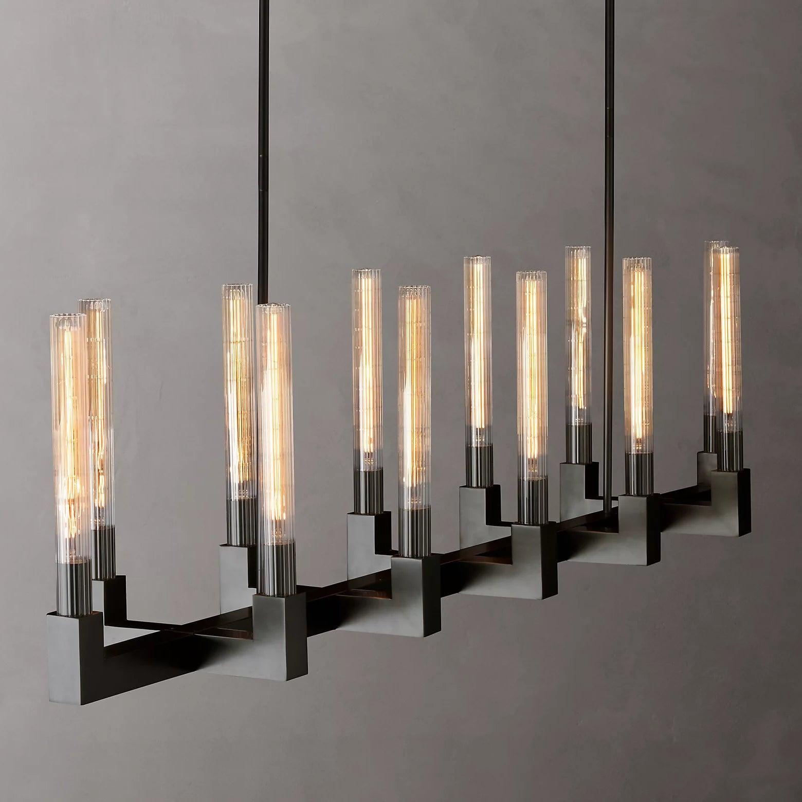 Brass Lustres en Verre Rectangulaires