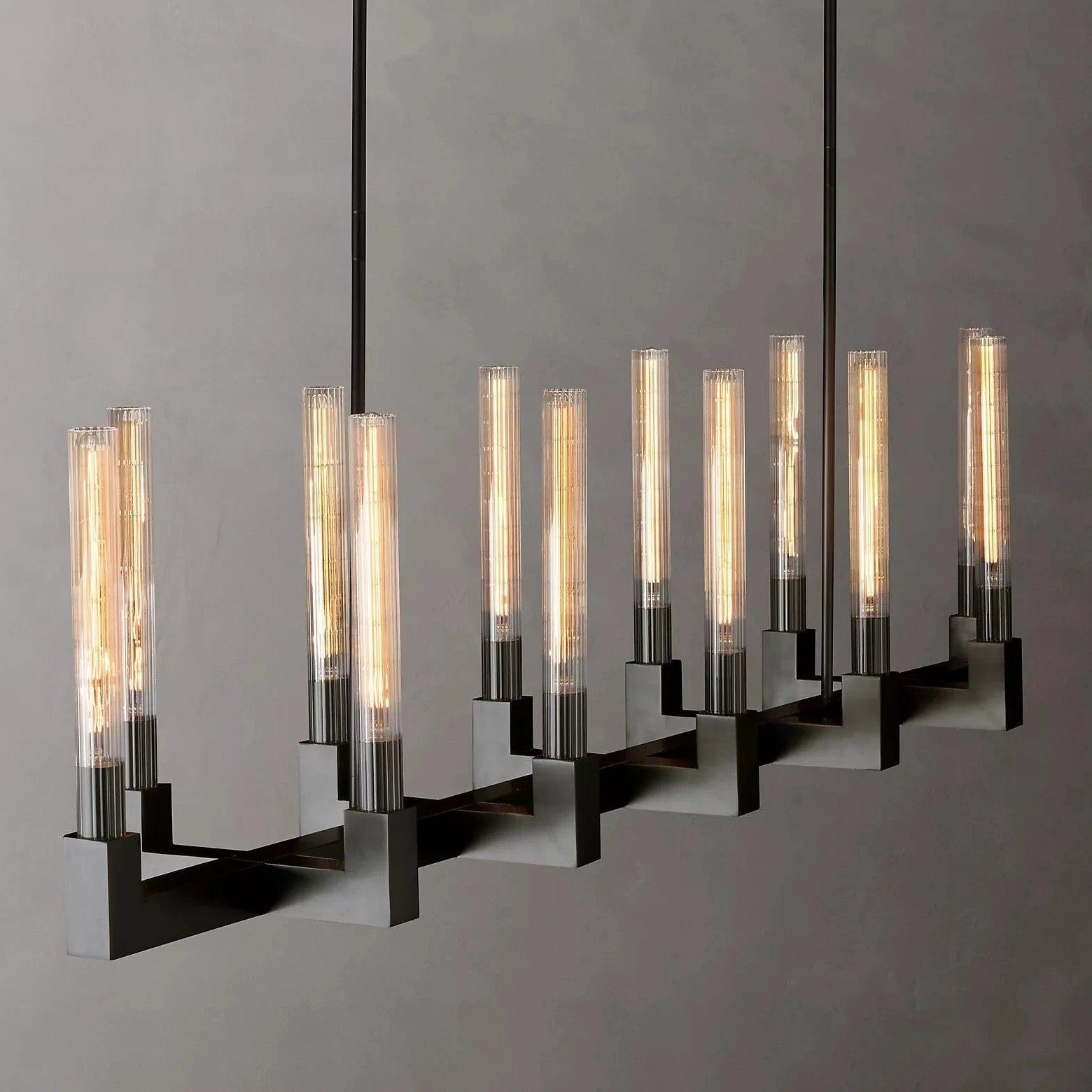 Brass Lustres en Verre Rectangulaires