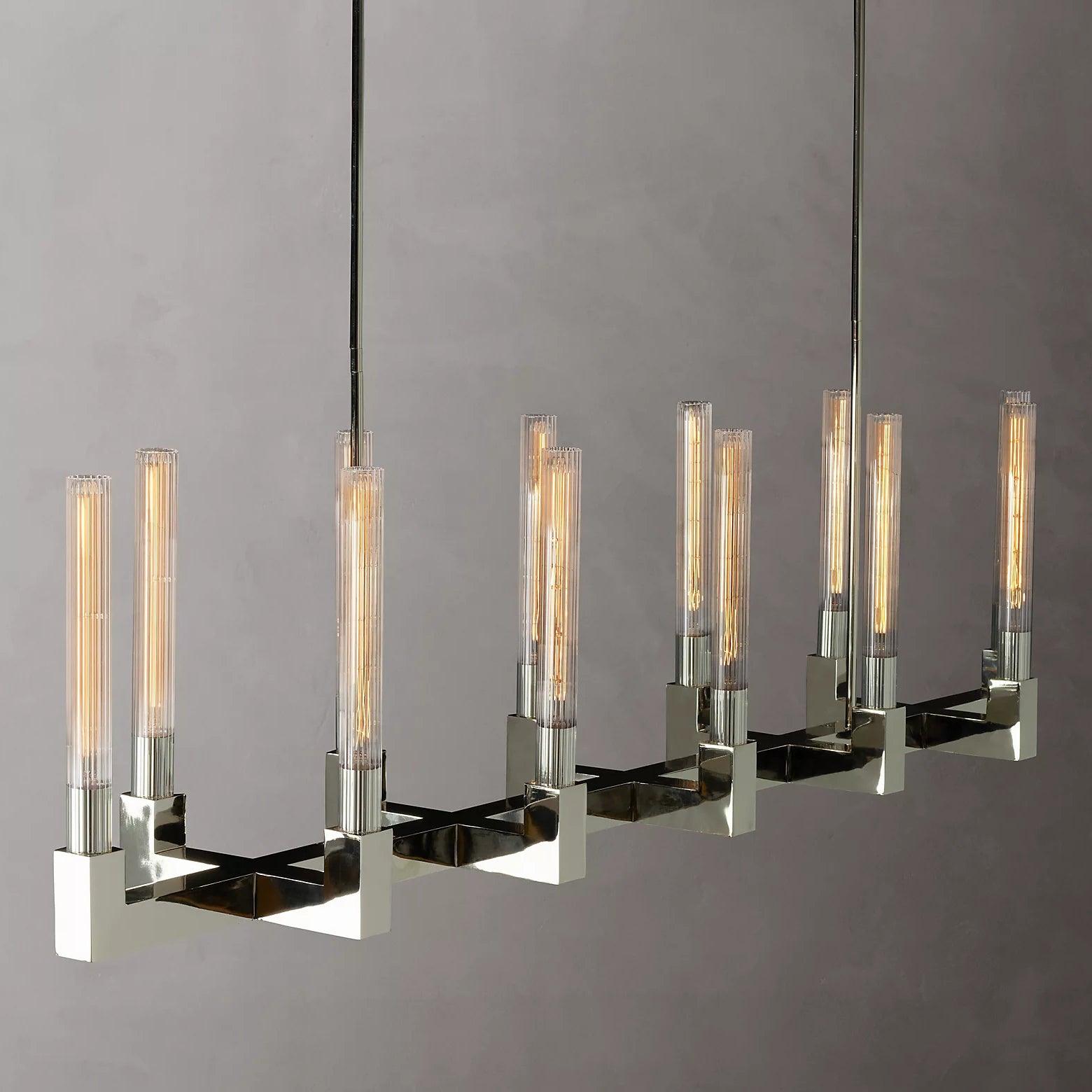 Brass Lustres en Verre Rectangulaires