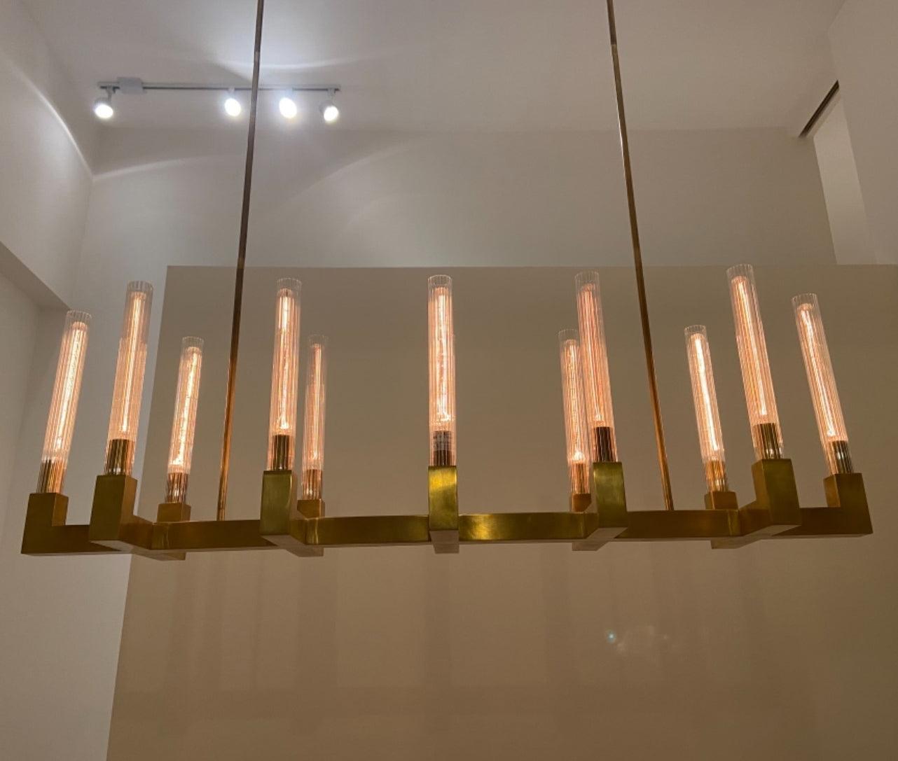 Brass Lustres en Verre Rectangulaires