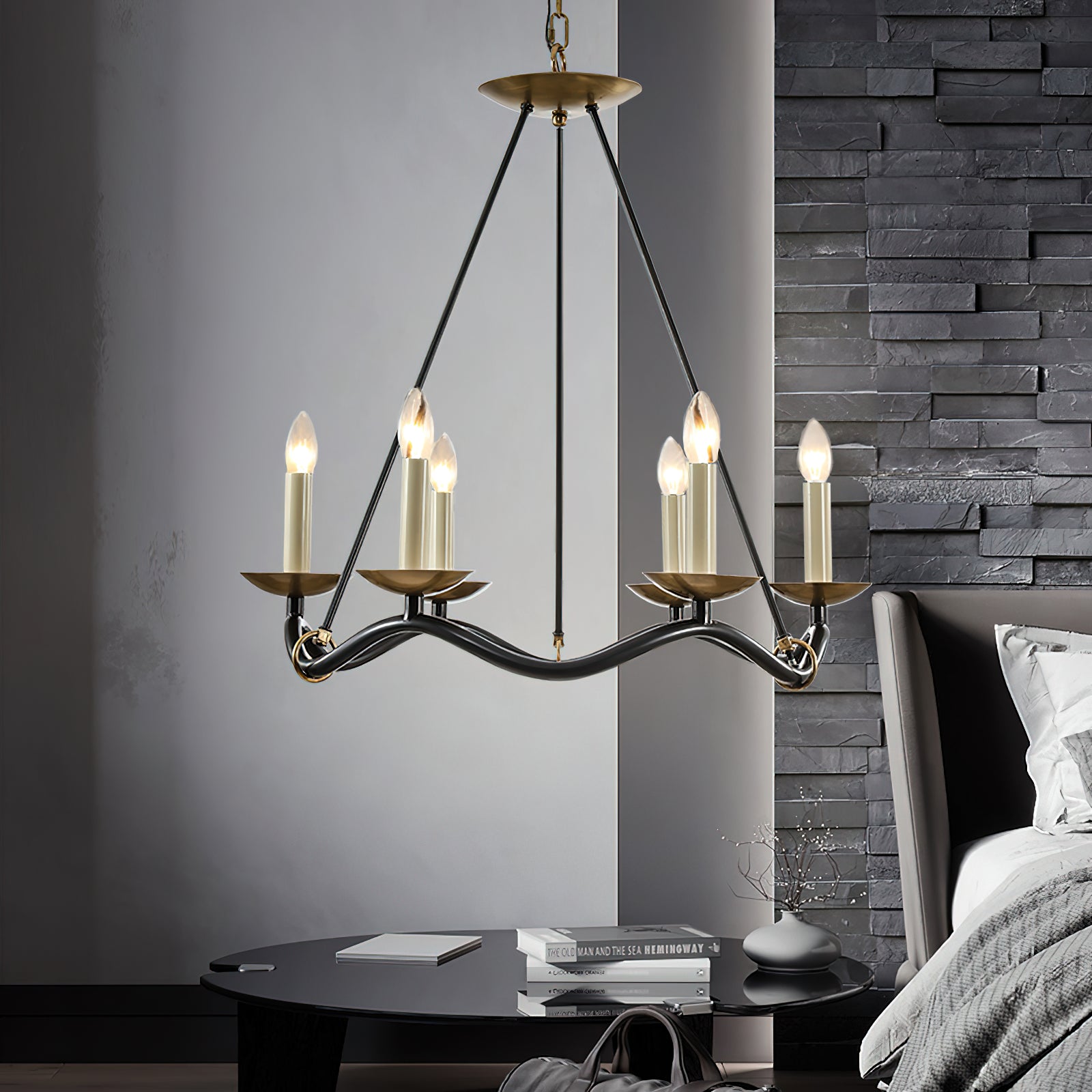 Shine Lustre en Métal de Laiton Industriel Vintage