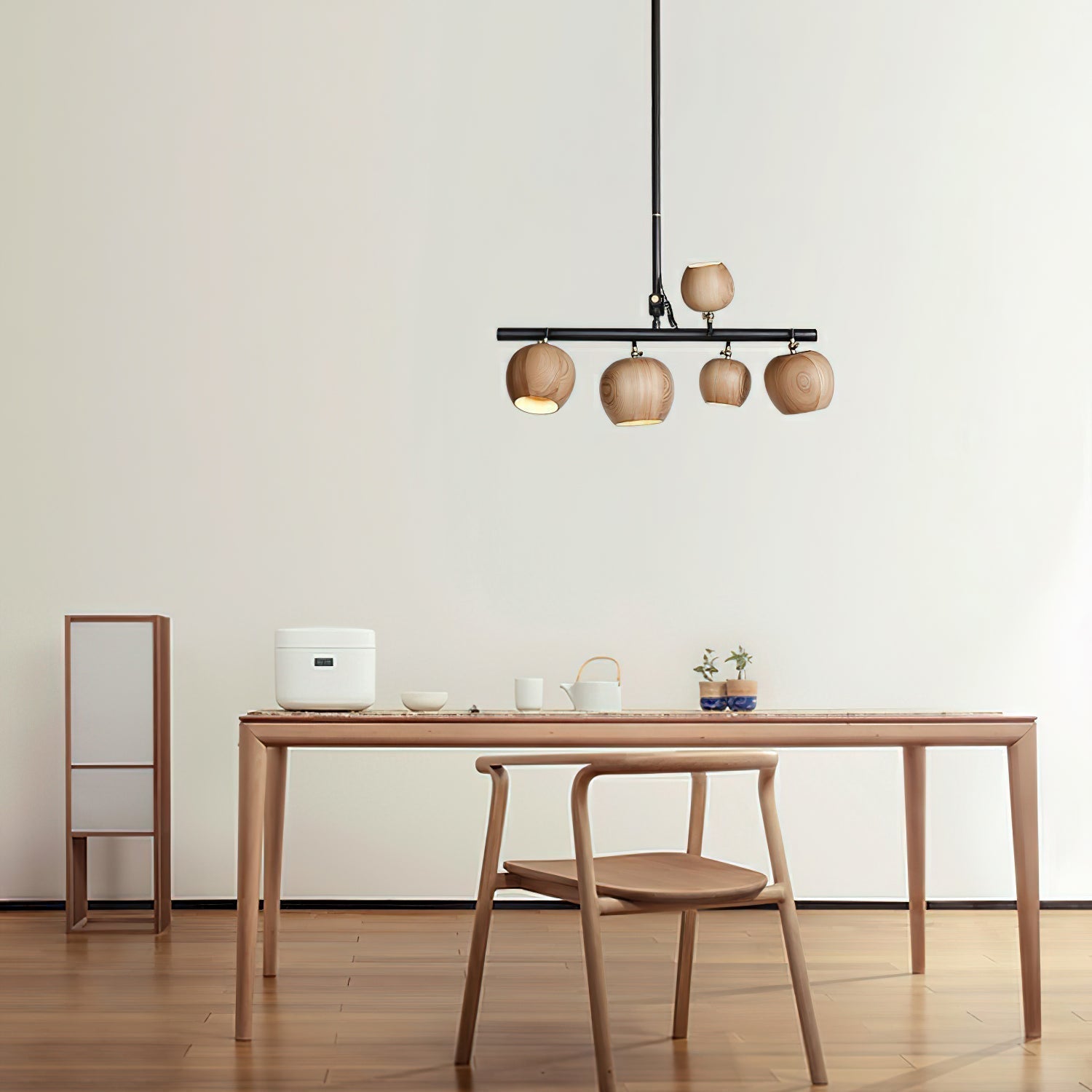 Avelira Suspension Linéaire Globe Bois Rustique