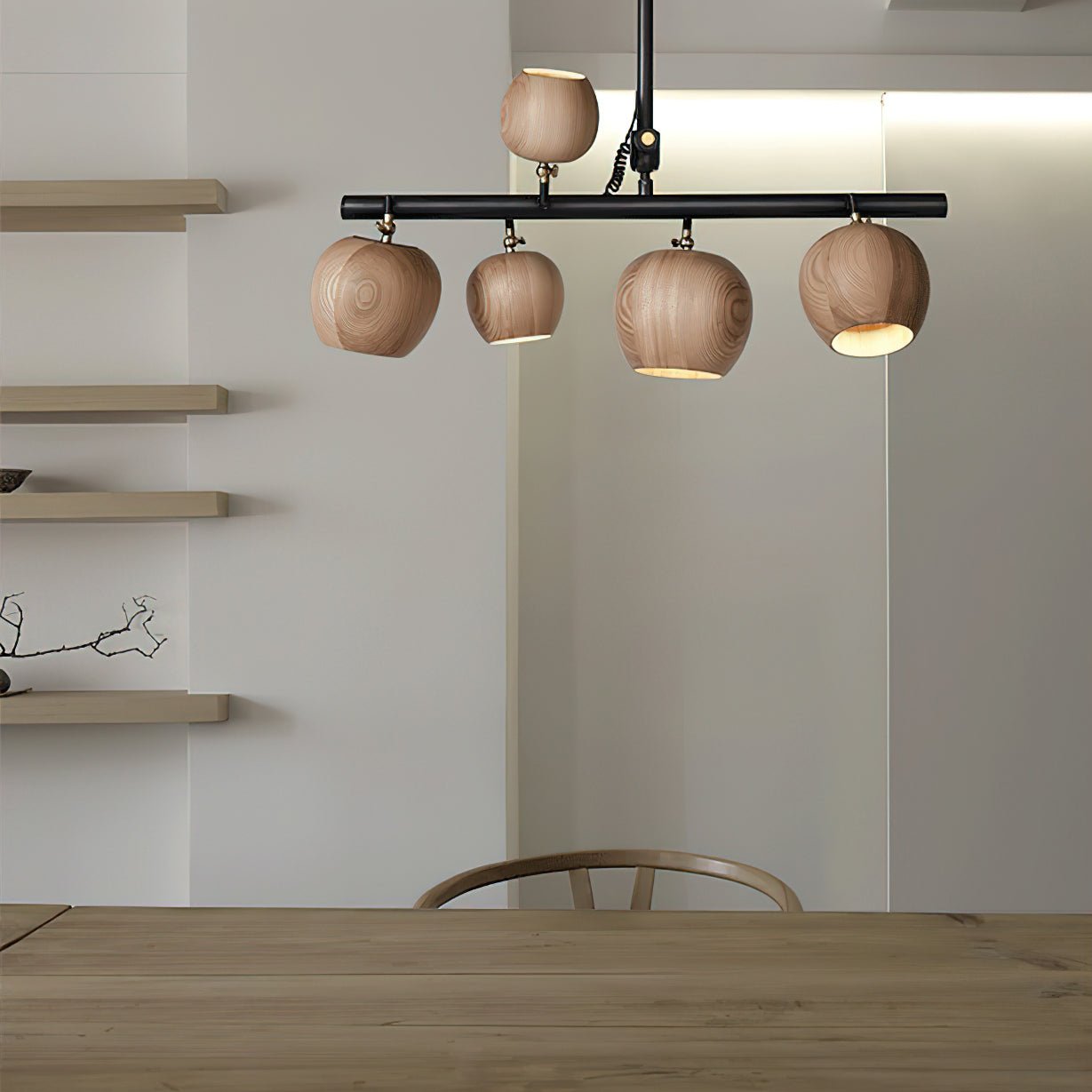 Avelira Suspension Linéaire Globe Bois Rustique