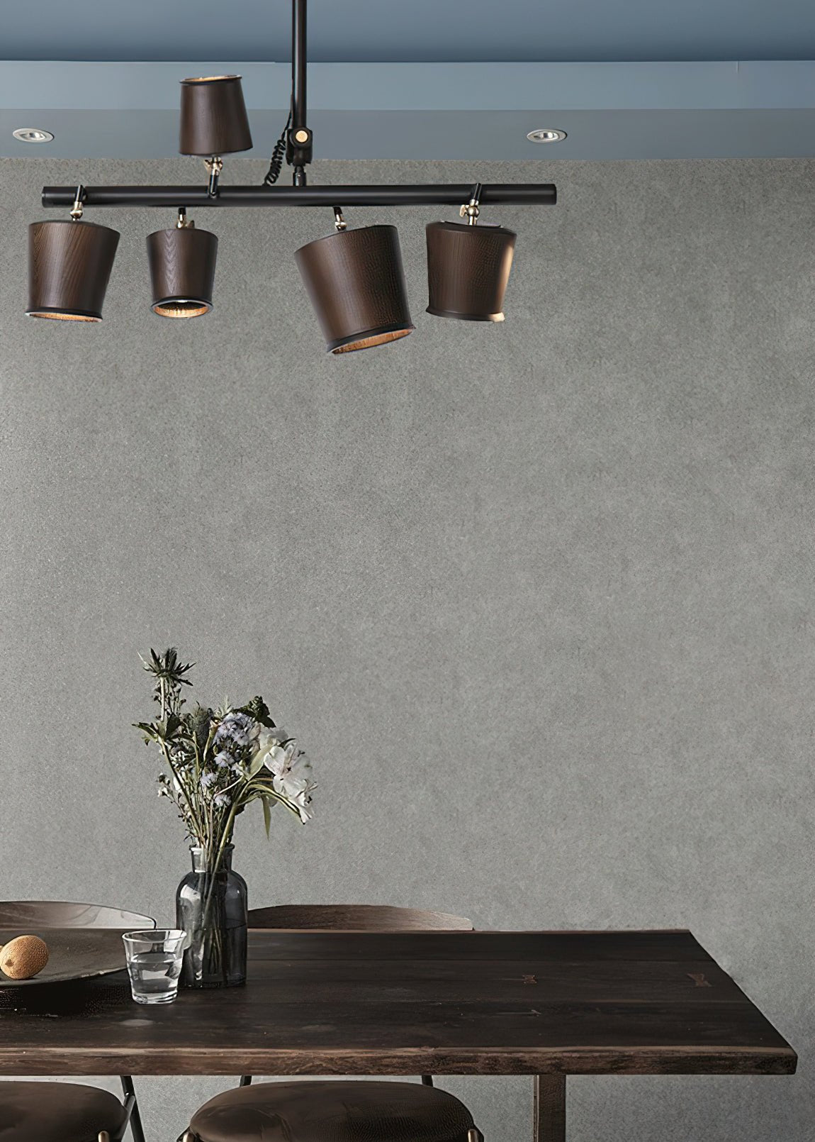 Avelira Suspension Linéaire Globe Bois Rustique
