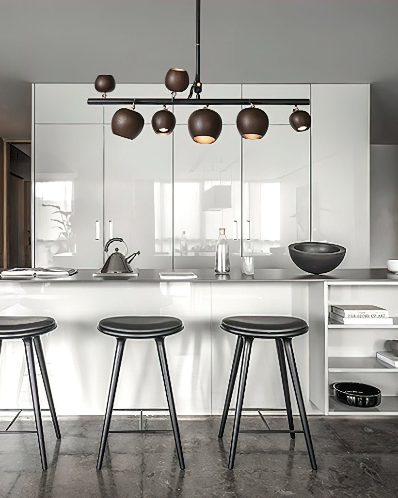 Avelira Suspension Linéaire Globe Bois Rustique
