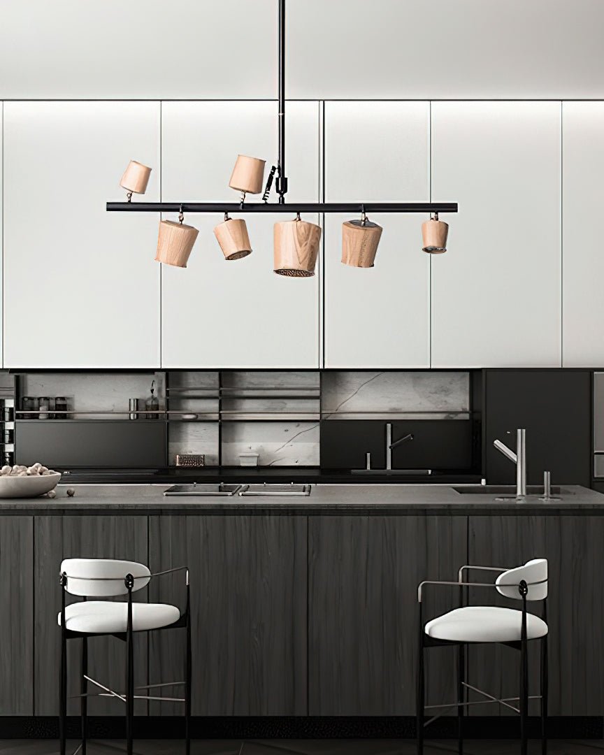 Avelira Suspension Linéaire Globe Bois Rustique