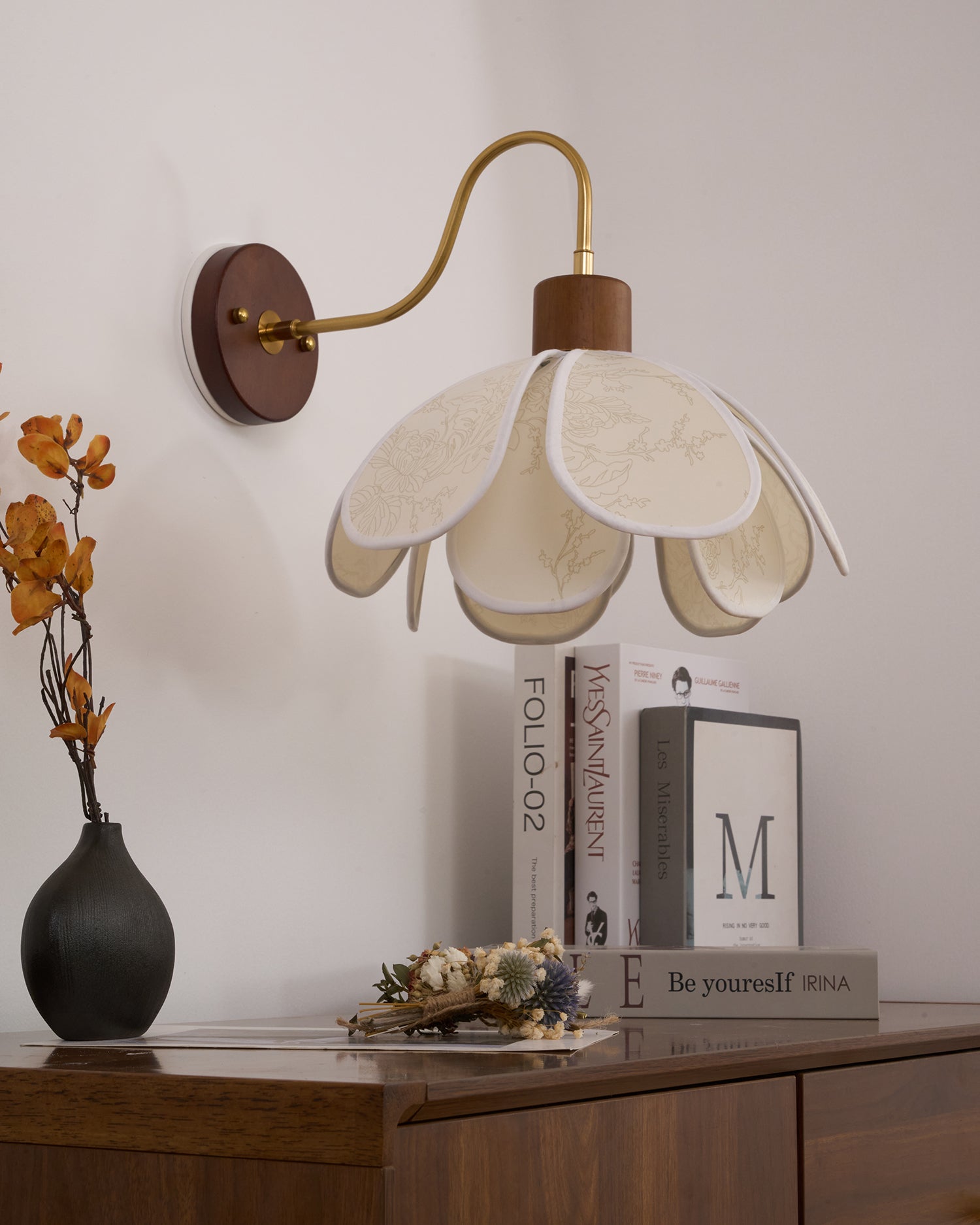 Florayne Applique Murale Florale Vintage en Verre
