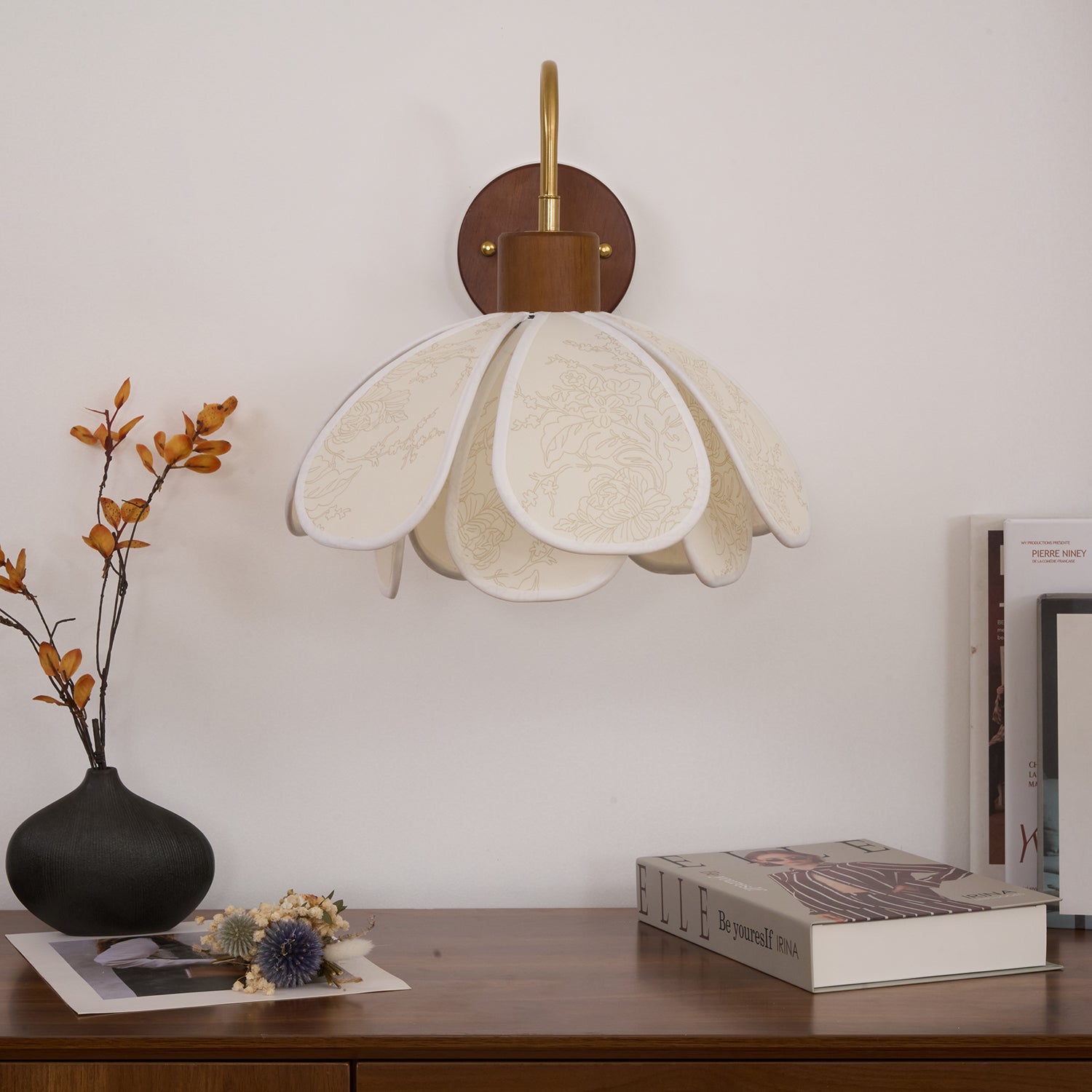 Florayne Applique Murale Florale Vintage en Verre