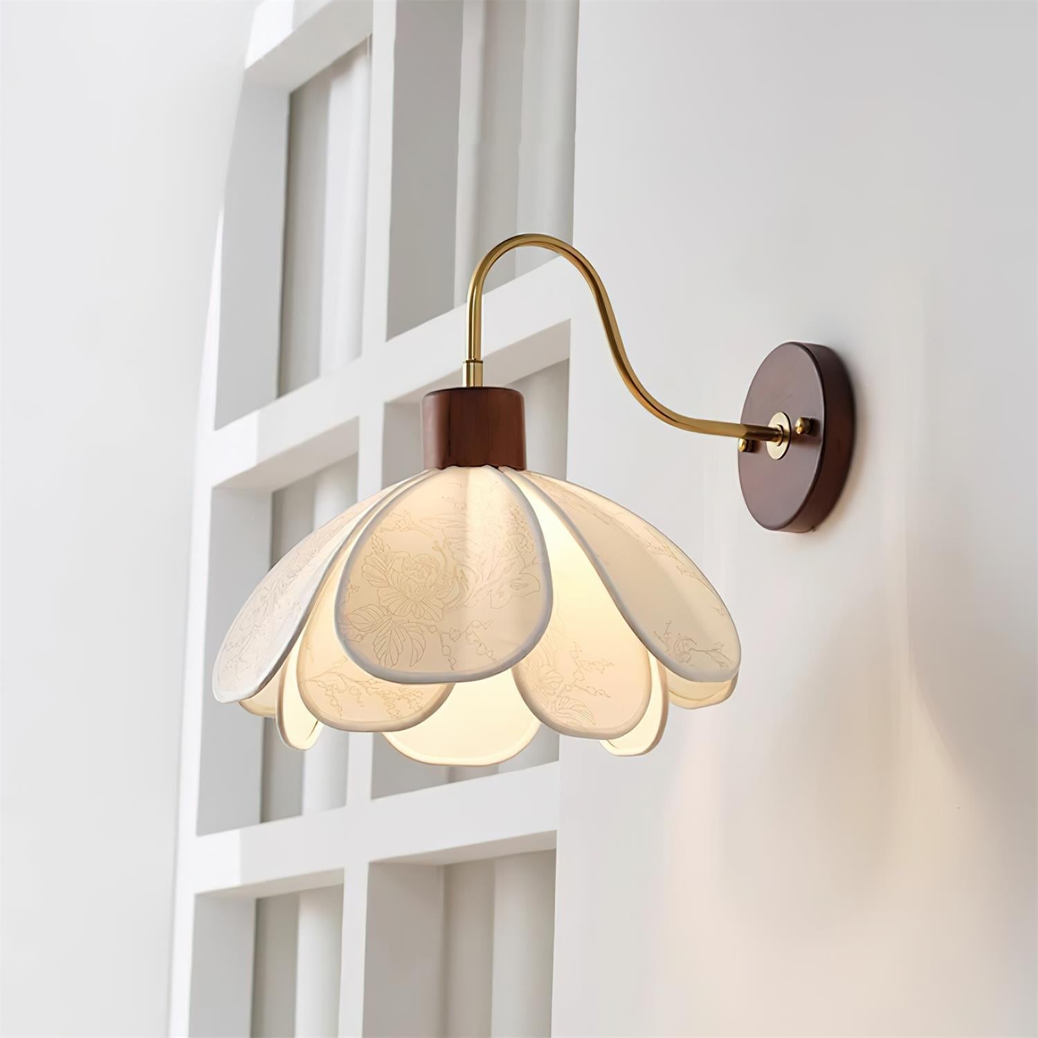 Florayne Applique Murale Florale Vintage en Verre