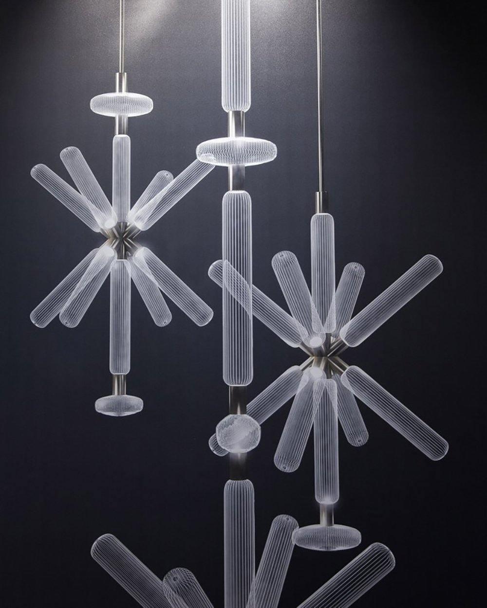 Solara Lampe à suspension en cristal cylindrique Cipher contemporaine