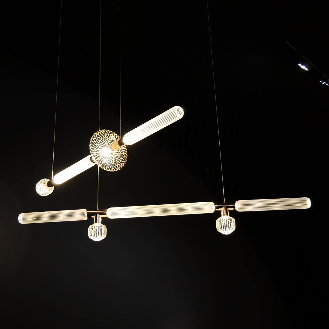 Solara Lampe à suspension en cristal cylindrique Cipher contemporaine