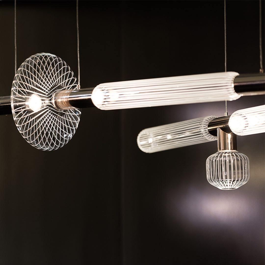 Solara Lampe à suspension en cristal cylindrique Cipher contemporaine