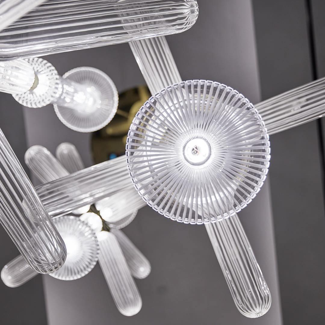Solara Lampe à suspension en cristal cylindrique Cipher contemporaine