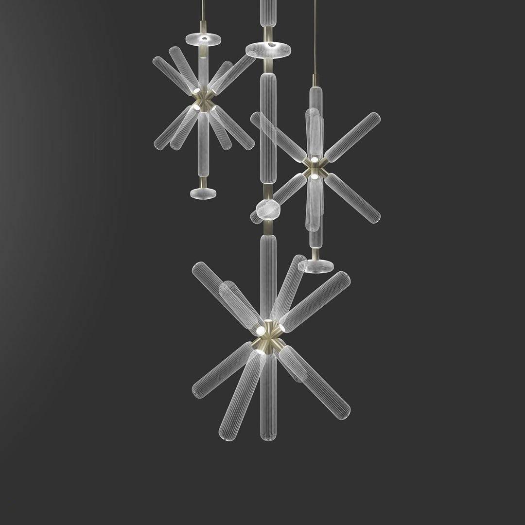 Solara Lampe à suspension en cristal cylindrique Cipher contemporaine