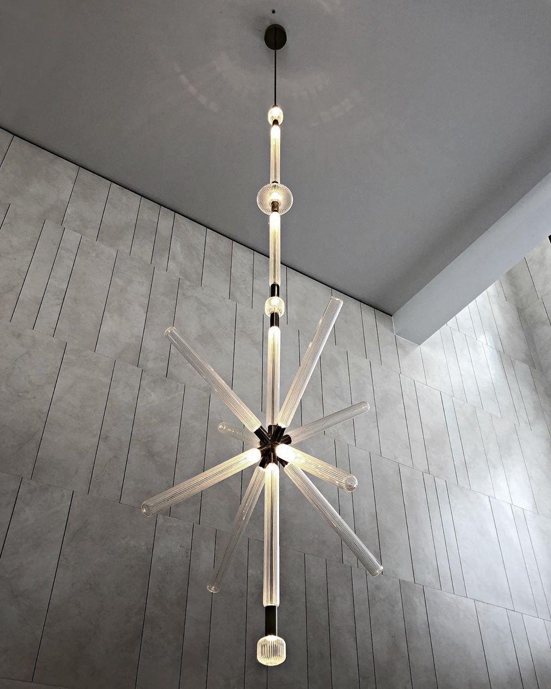 Solara Lampe à suspension en cristal cylindrique Cipher contemporaine