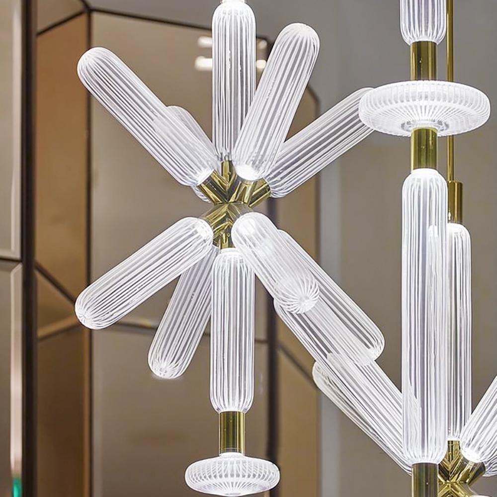 Solara Lampe à suspension en cristal cylindrique Cipher contemporaine