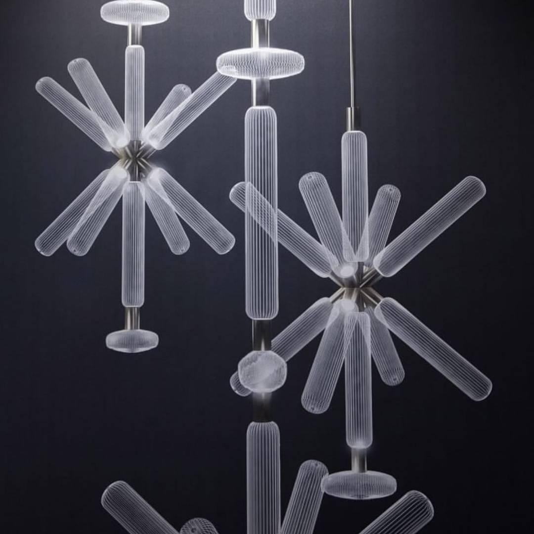 Solara Lampe à suspension en cristal cylindrique Cipher contemporaine