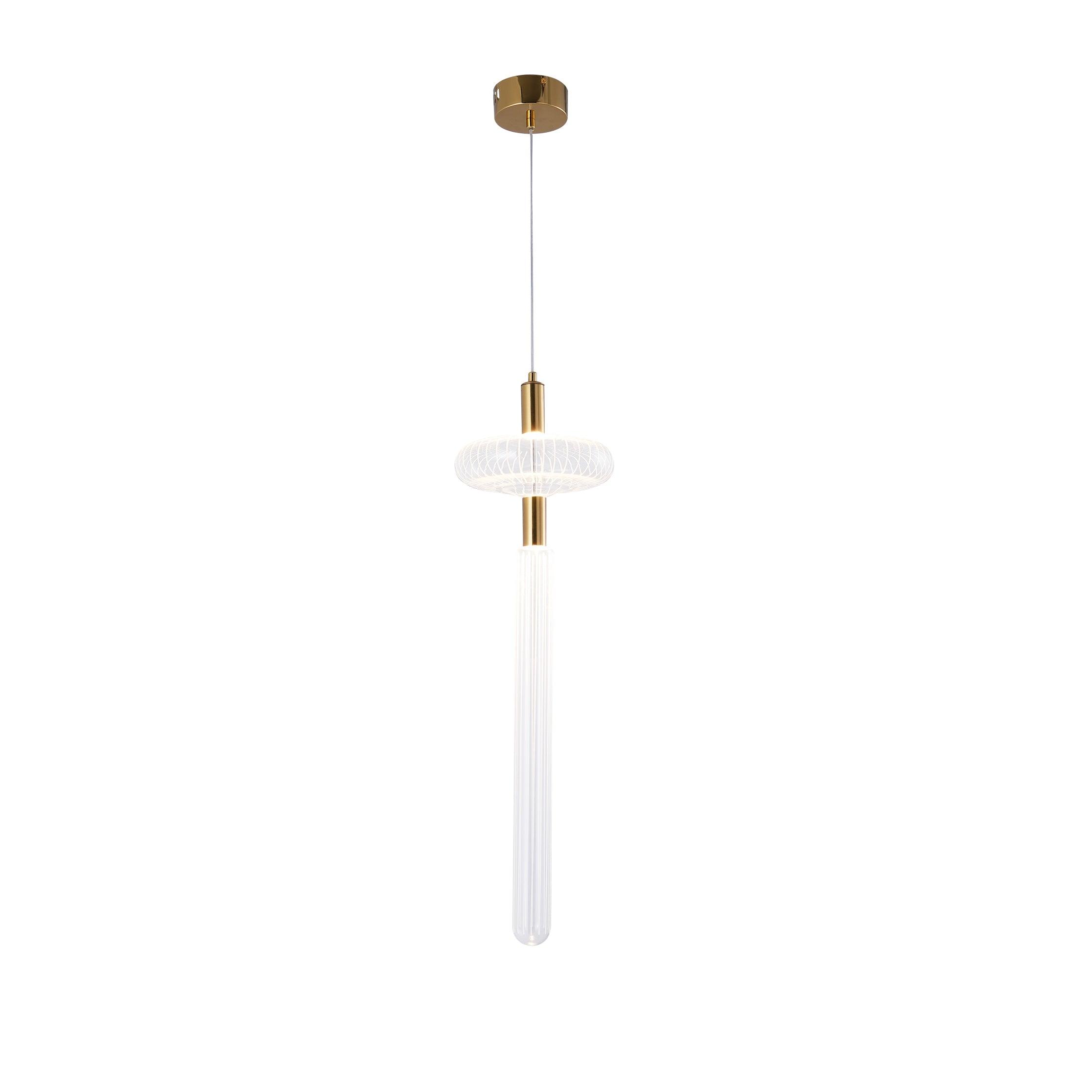 Solara Lampe à suspension en cristal cylindrique Cipher contemporaine