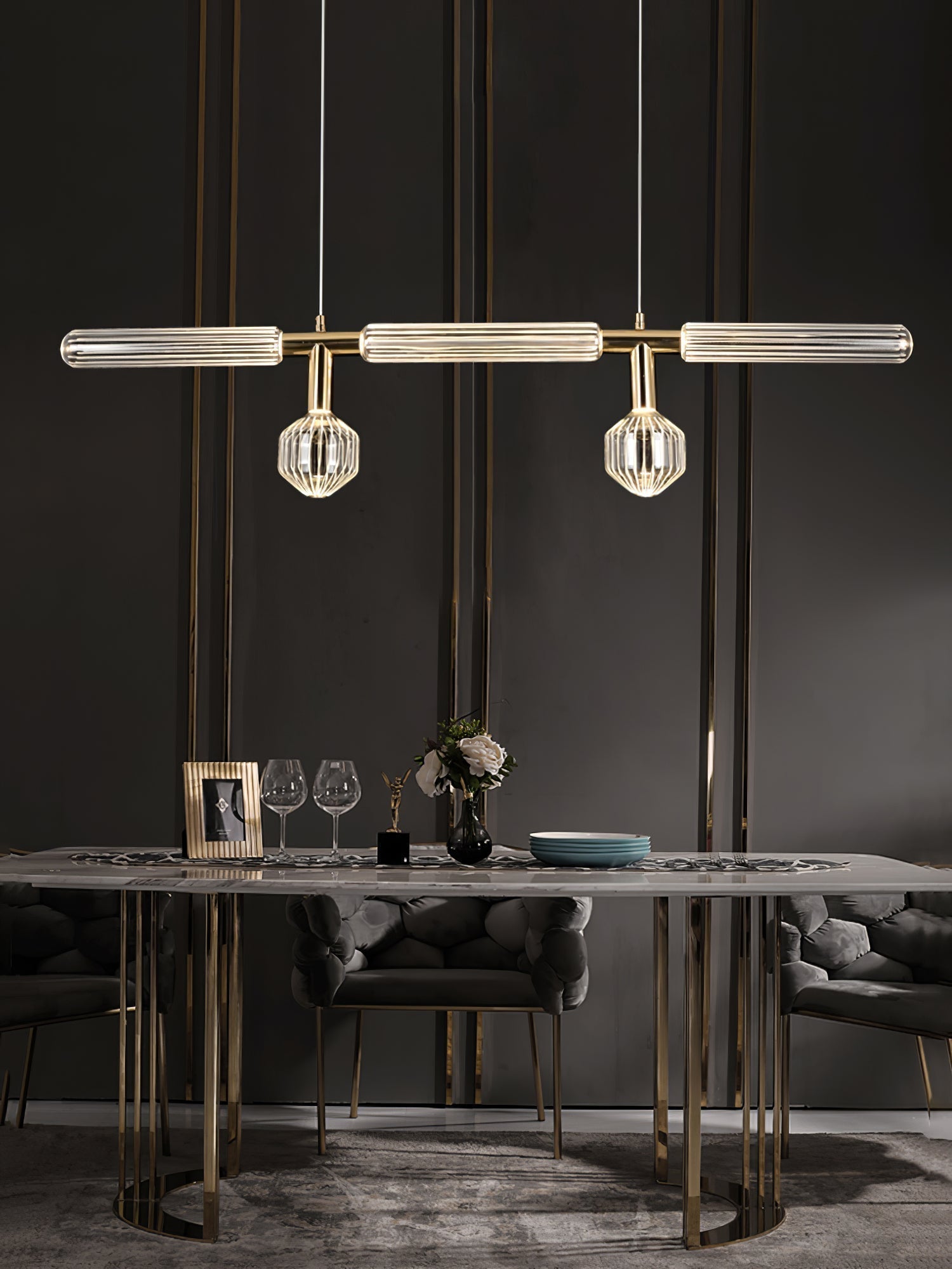 Solara Lampe à suspension en cristal cylindrique Cipher contemporaine
