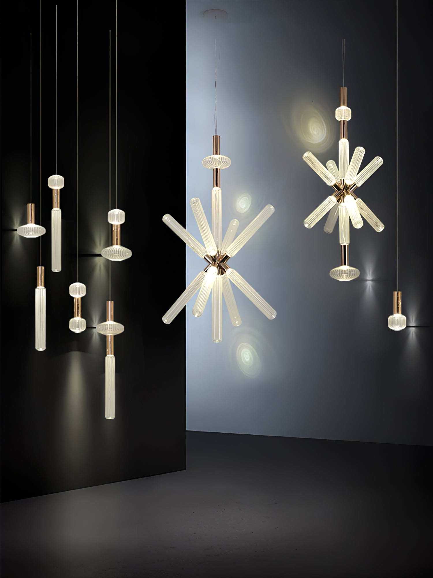 Solara Lampe à suspension en cristal cylindrique Cipher contemporaine