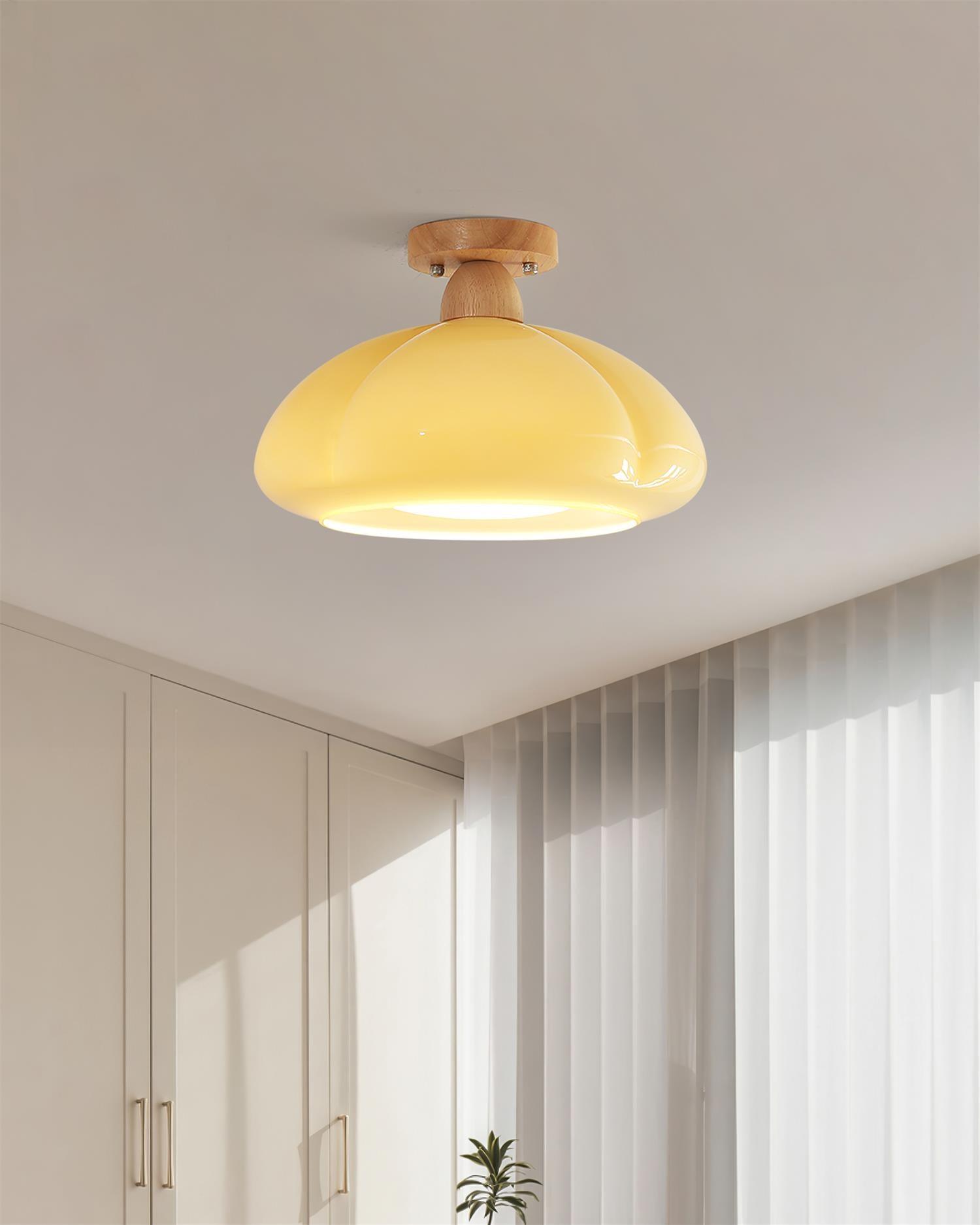 Ambrina Plafonnier Semi-Encastré Verre Ambre
