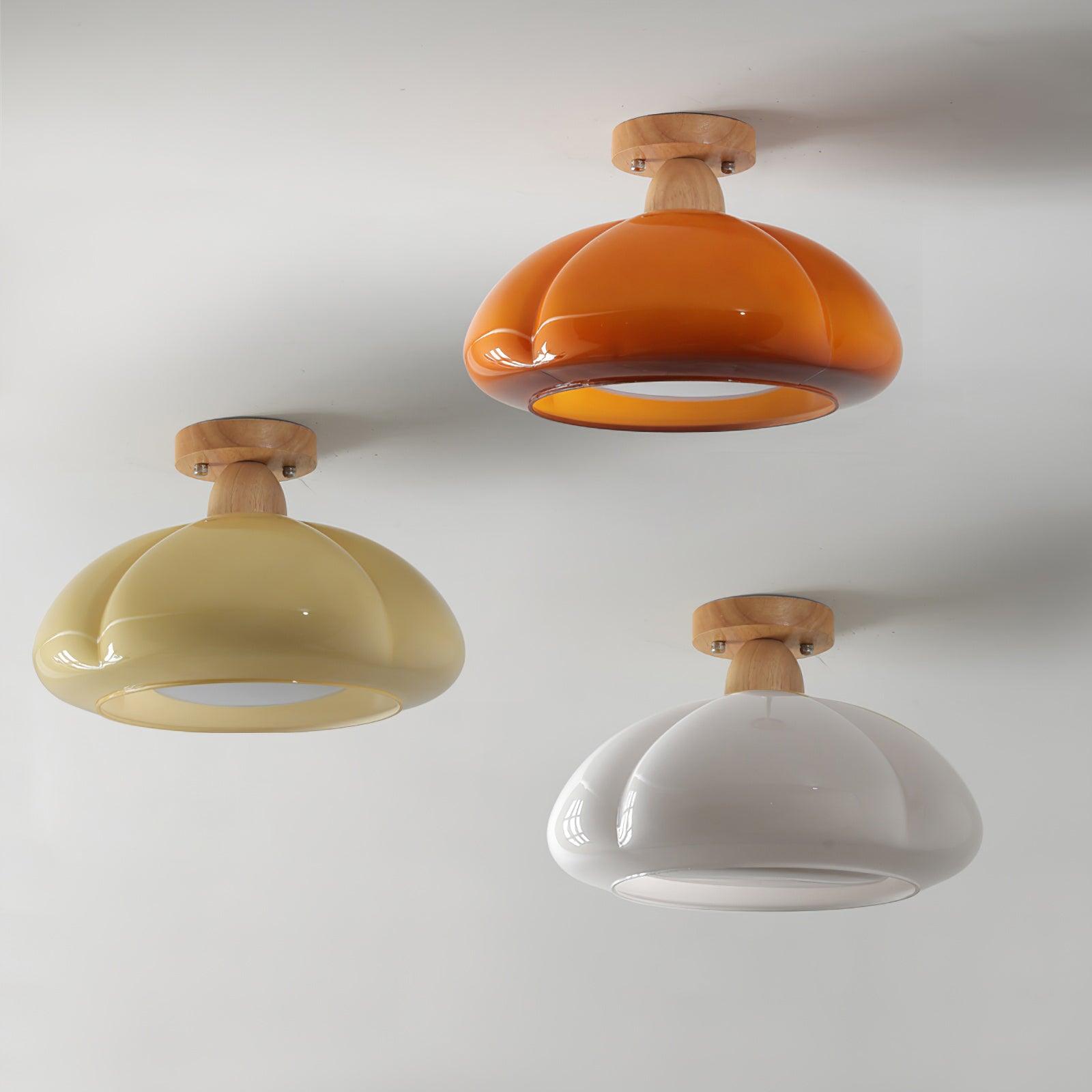 Ambrina Plafonnier Semi-Encastré Verre Ambre