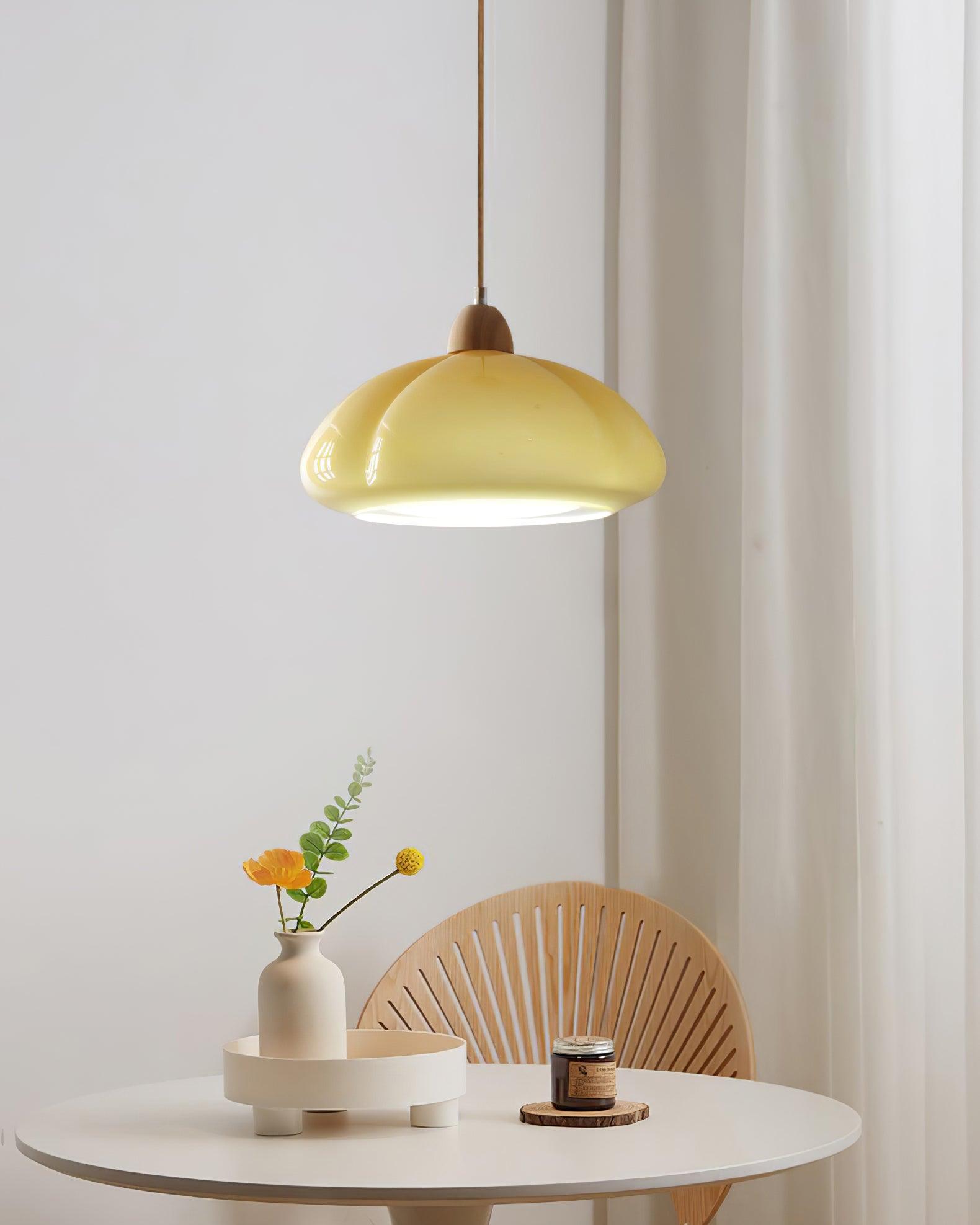 Suspension Arrondi Verre Ombre Bois Espiègle Moderne