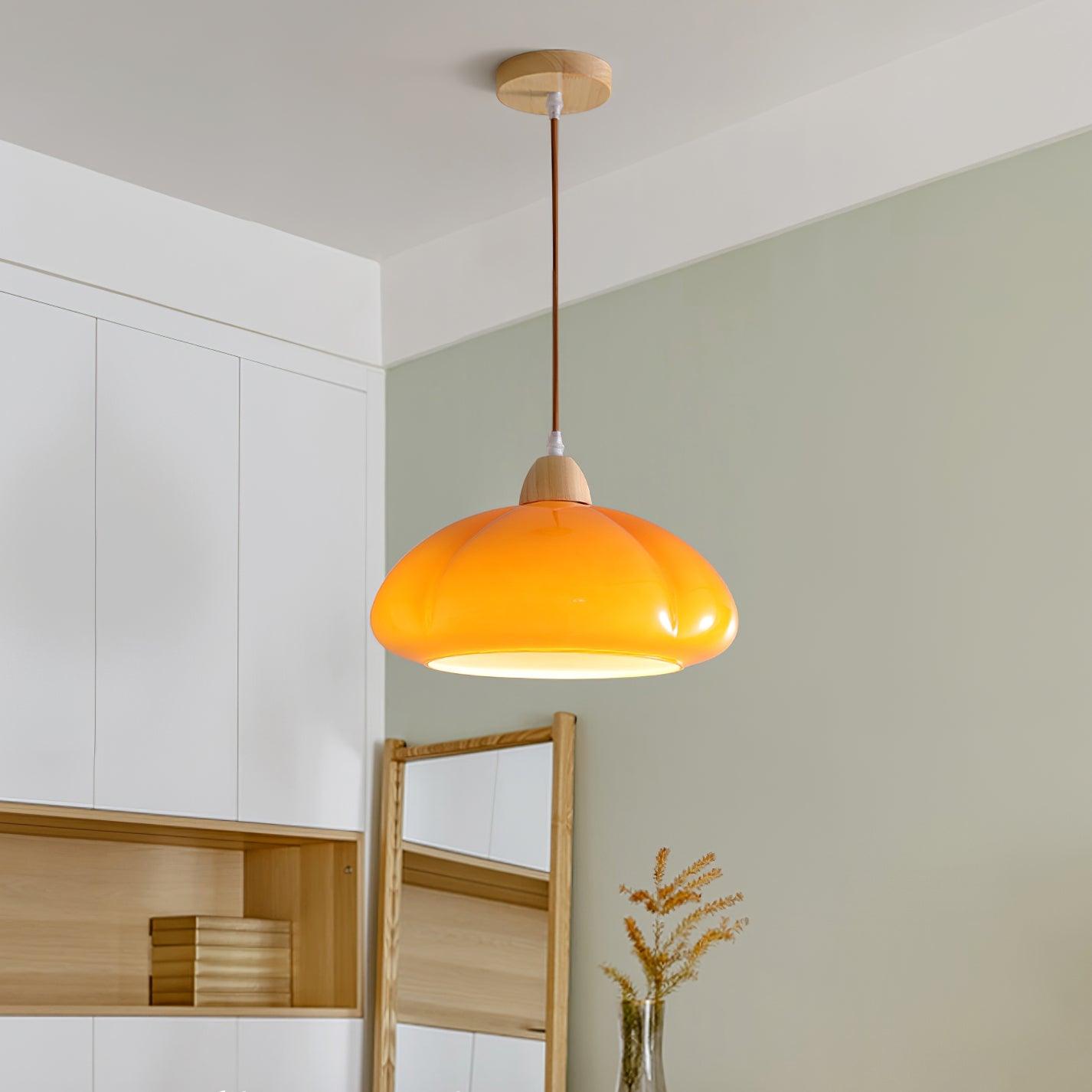 Suspension Arrondi Verre Ombre Bois Espiègle Moderne