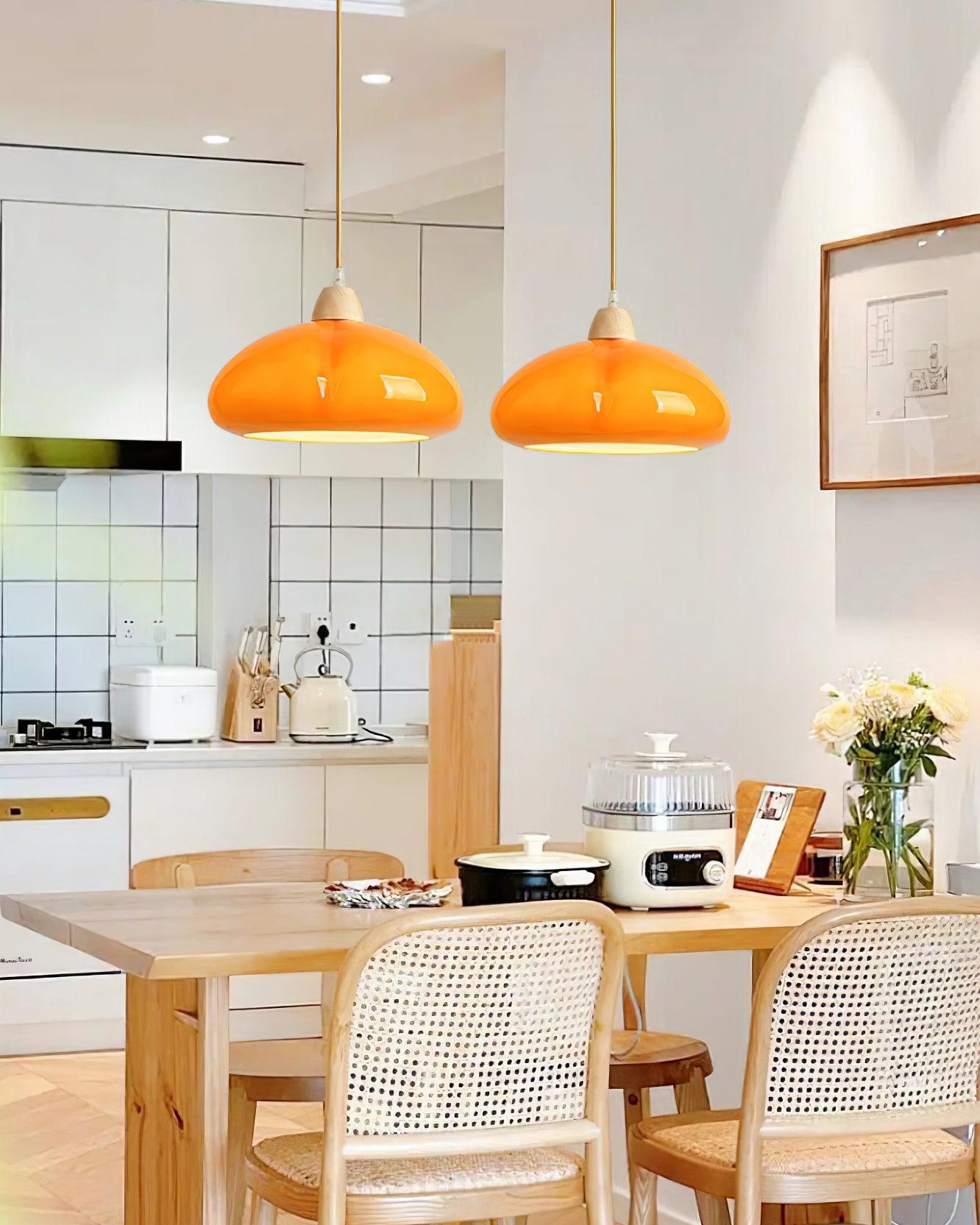 Suspension Arrondi Verre Ombre Bois Espiègle Moderne