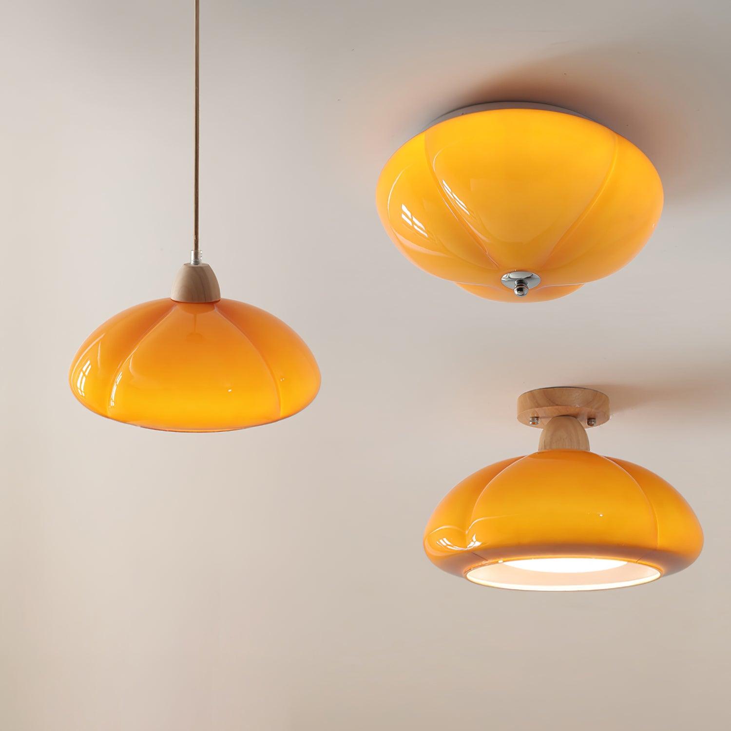 Suspension Arrondi Verre Ombre Bois Espiègle Moderne