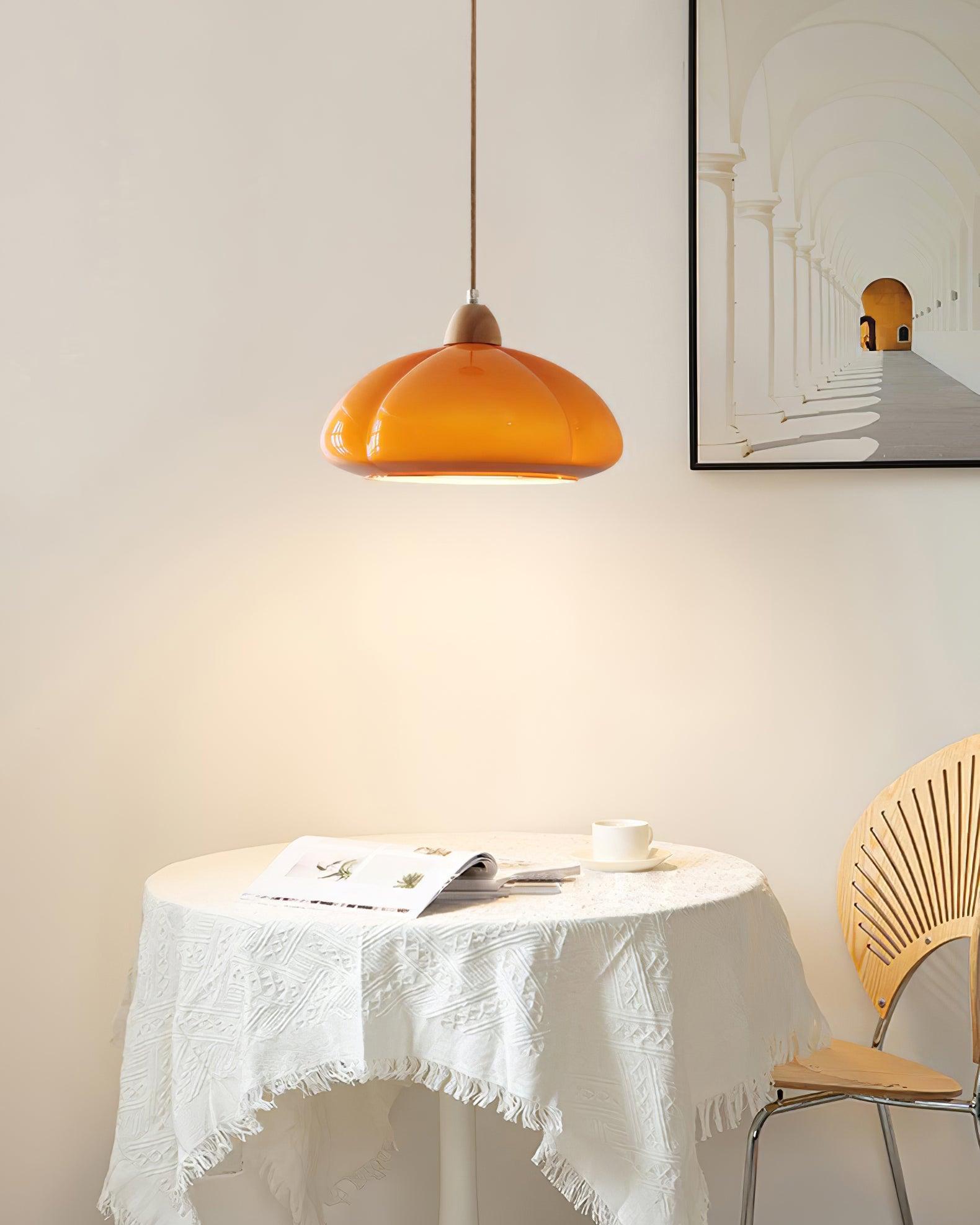 Suspension Arrondi Verre Ombre Bois Espiègle Moderne