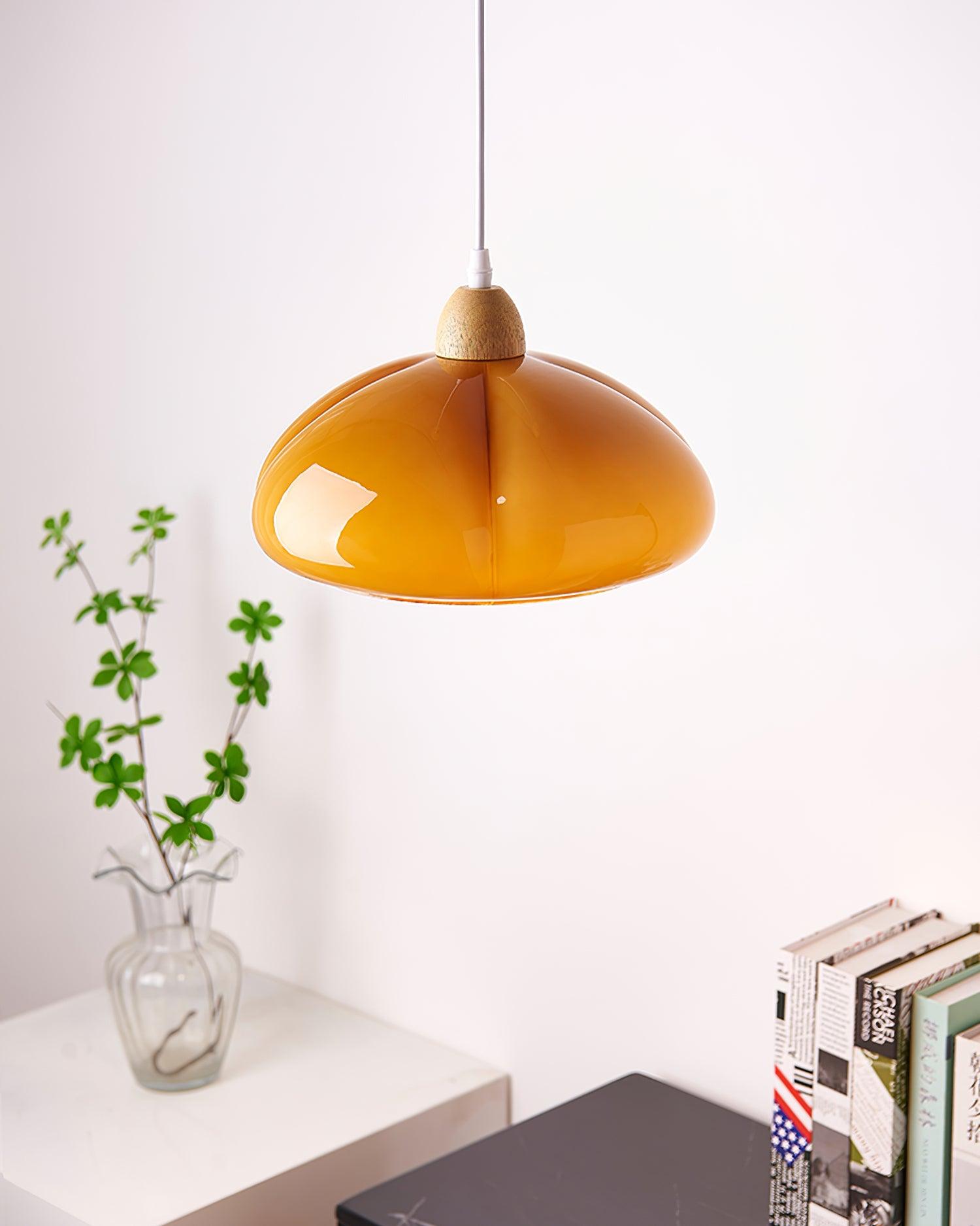 Suspension Arrondi Verre Ombre Bois Espiègle Moderne