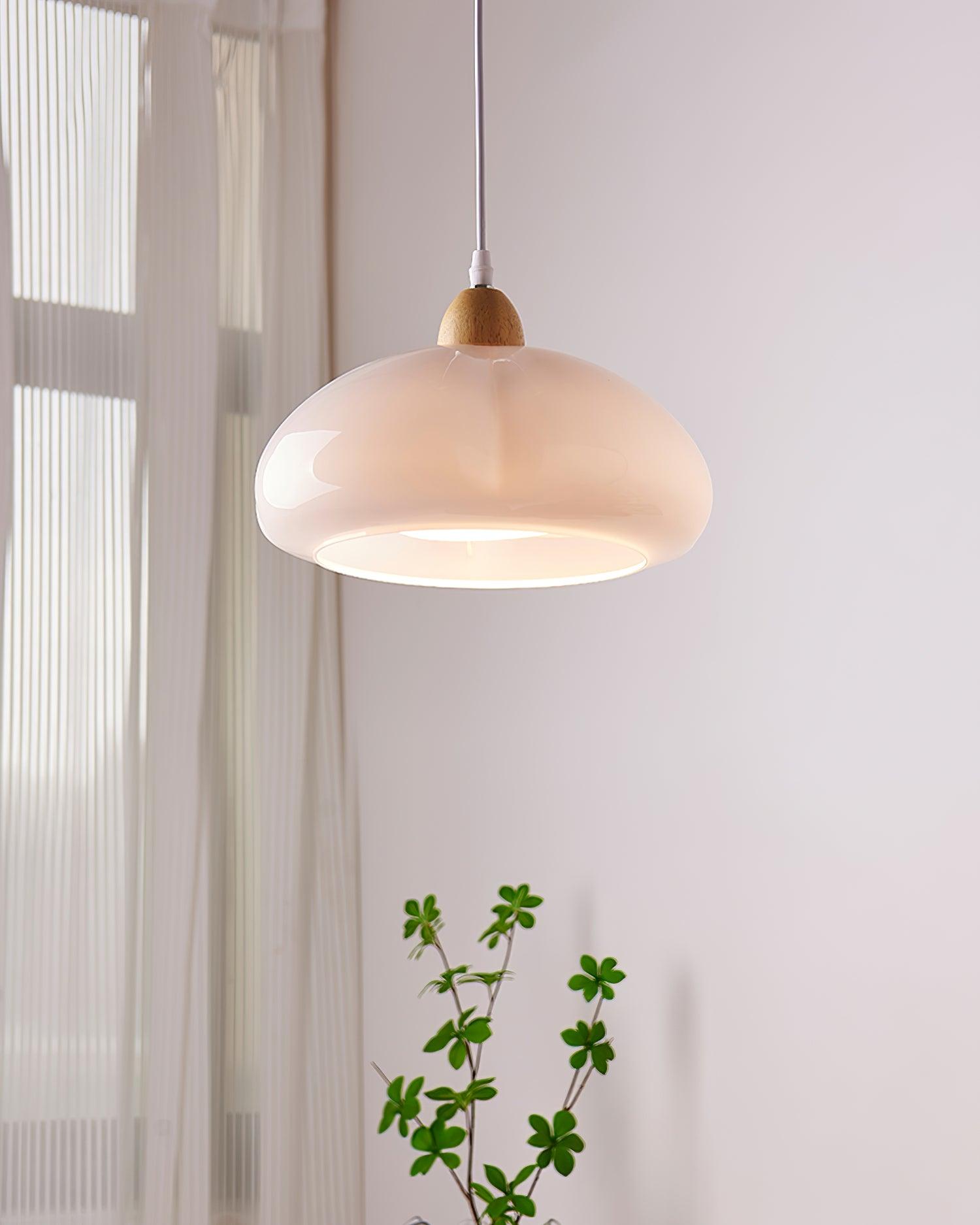 Suspension Arrondi Verre Ombre Bois Espiègle Moderne