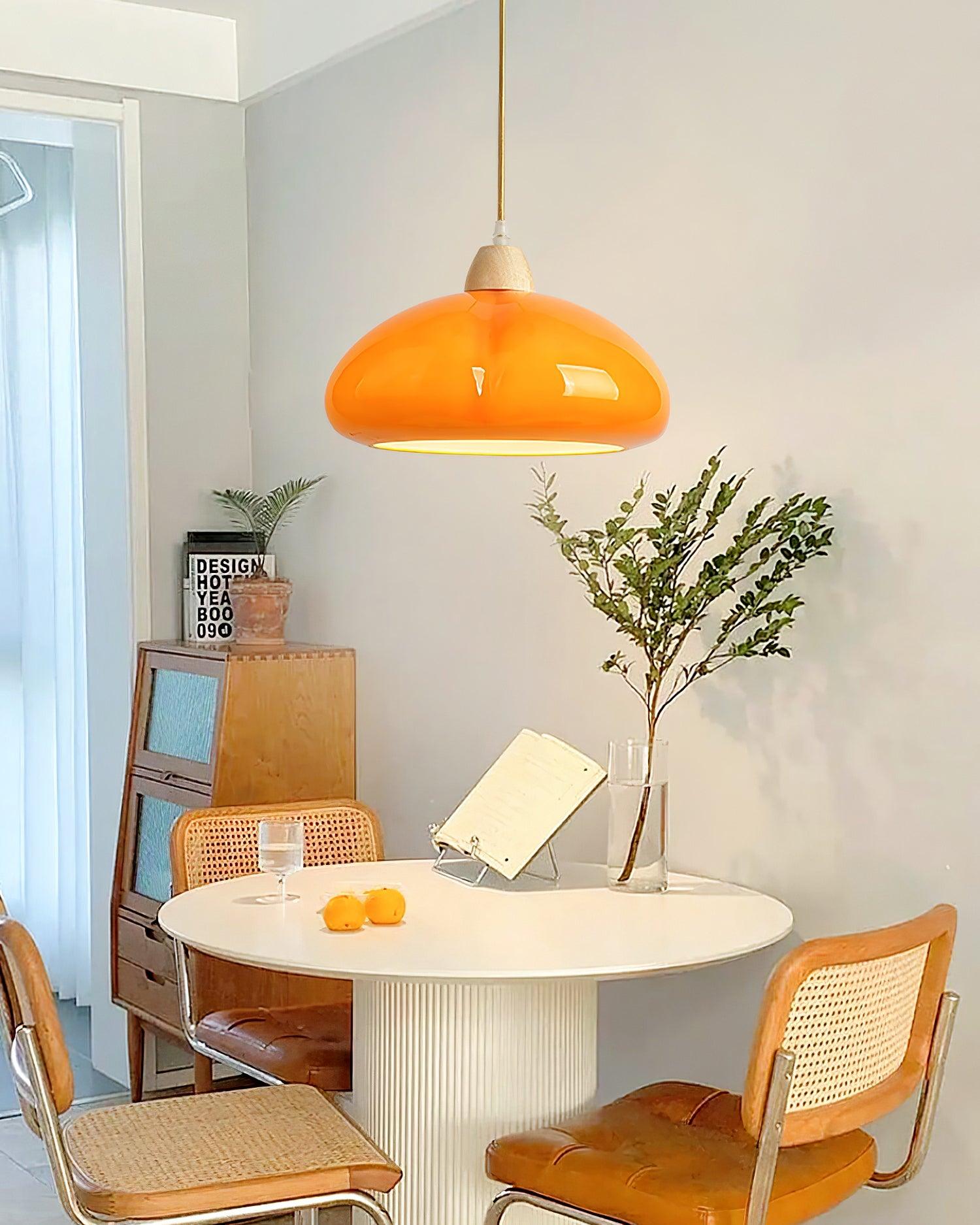 Suspension Arrondi Verre Ombre Bois Espiègle Moderne