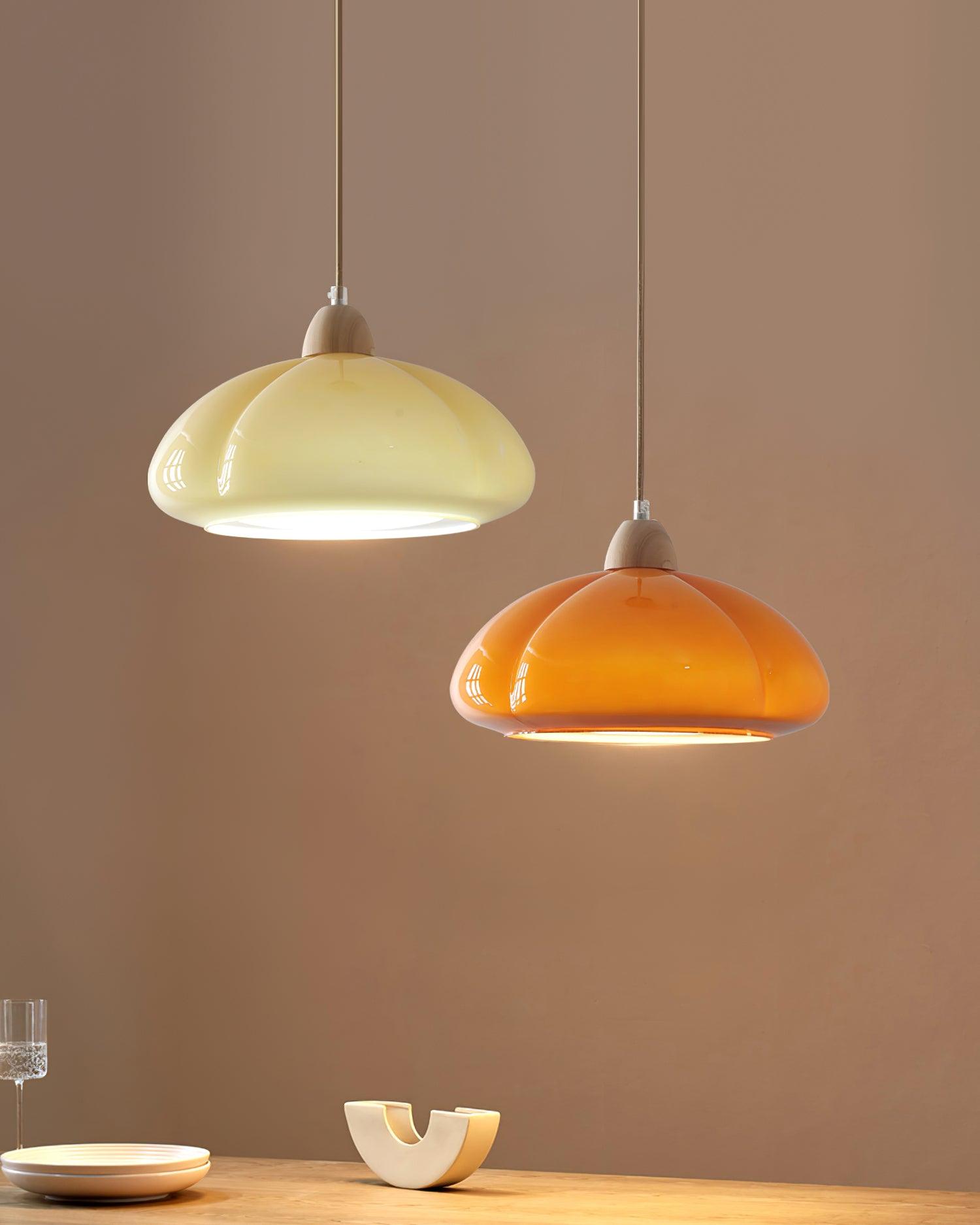 Suspension Arrondi Verre Ombre Bois Espiègle Moderne