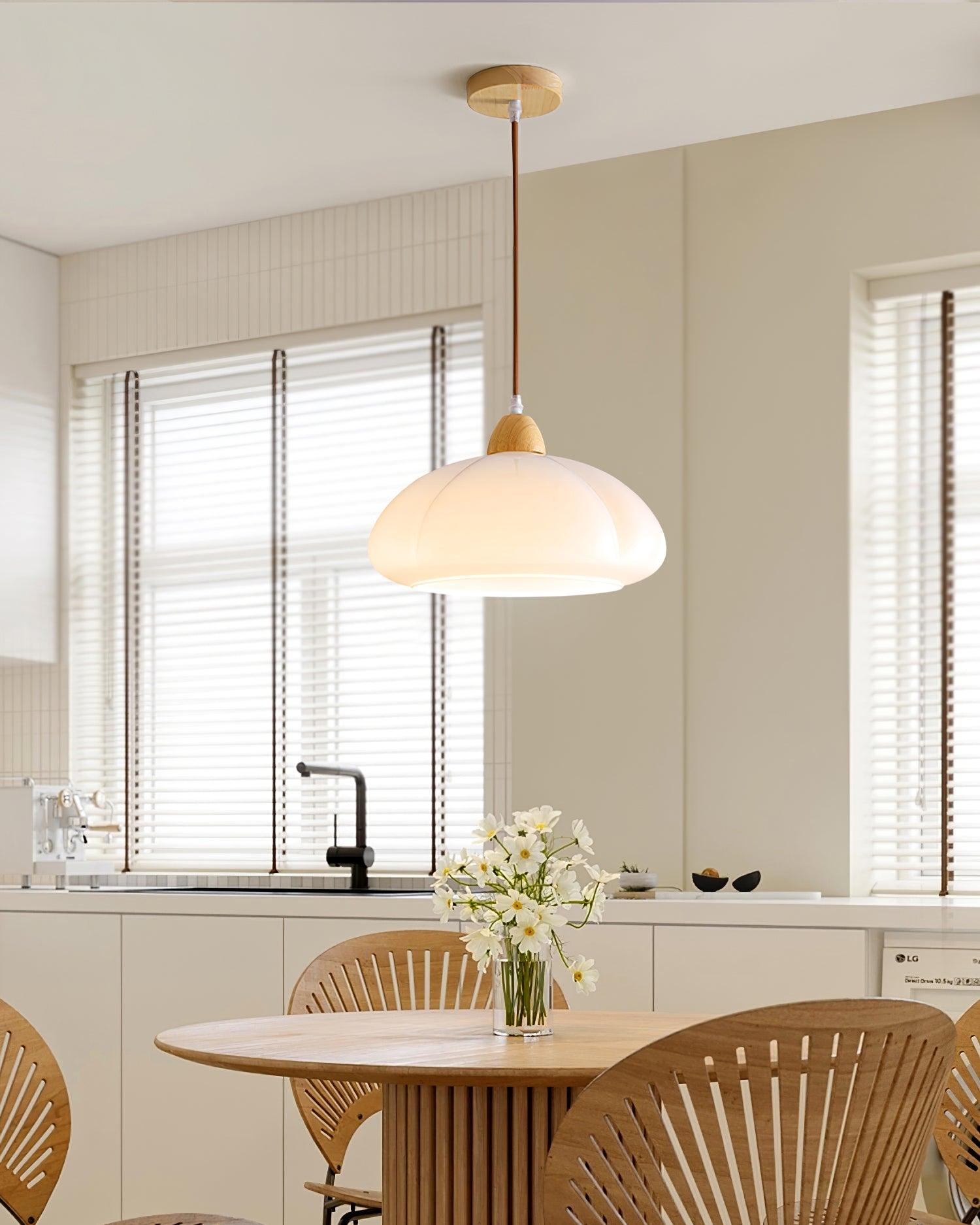 Suspension Arrondi Verre Ombre Bois Espiègle Moderne