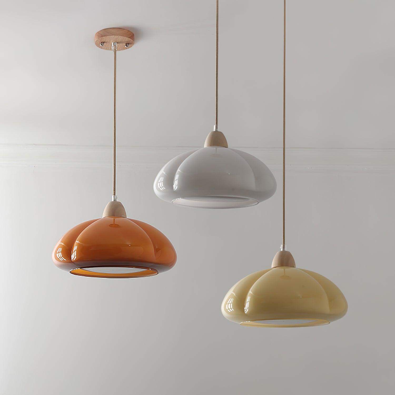 Suspension Arrondi Verre Ombre Bois Espiègle Moderne