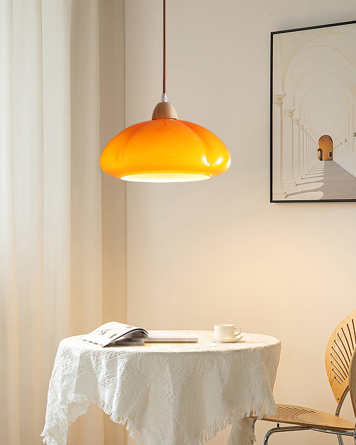 Suspension Arrondi Verre Ombre Bois Espiègle Moderne