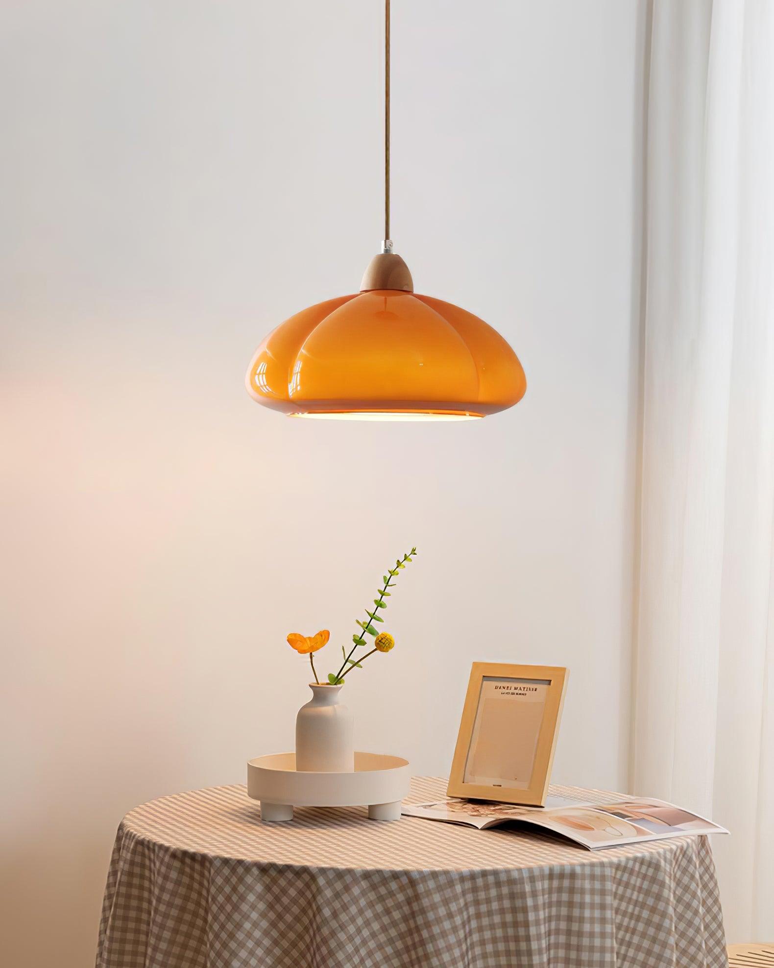 Suspension Arrondi Verre Ombre Bois Espiègle Moderne