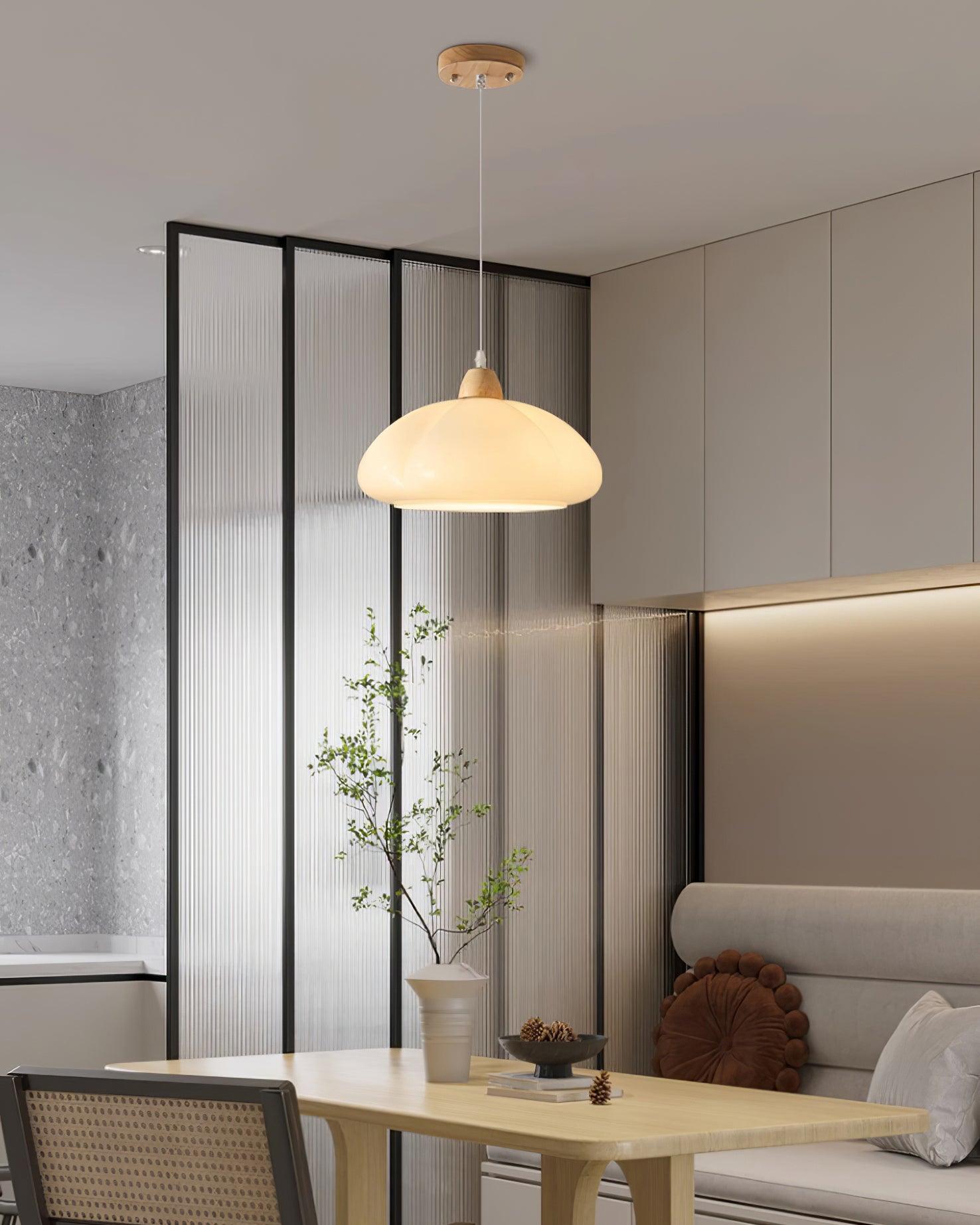 Suspension Arrondi Verre Ombre Bois Espiègle Moderne