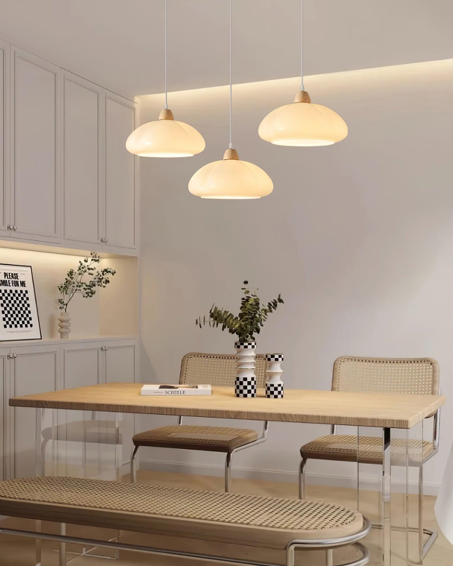 Suspension Arrondi Verre Ombre Bois Espiègle Moderne